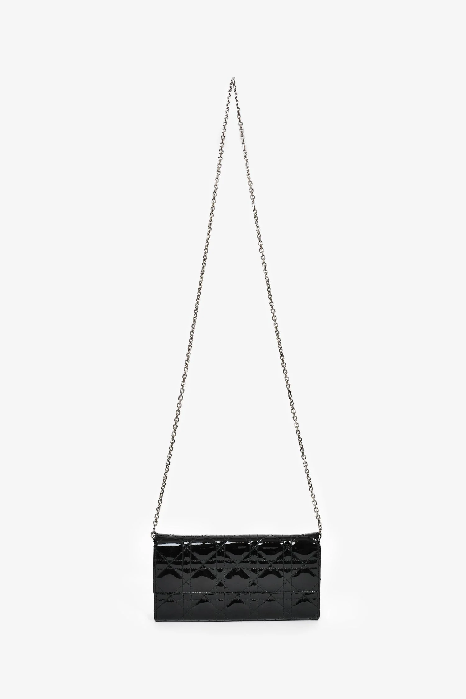 Christian Dior 2014 Black Cannage Patent Leather Lady Wallet On Chain - Image 7