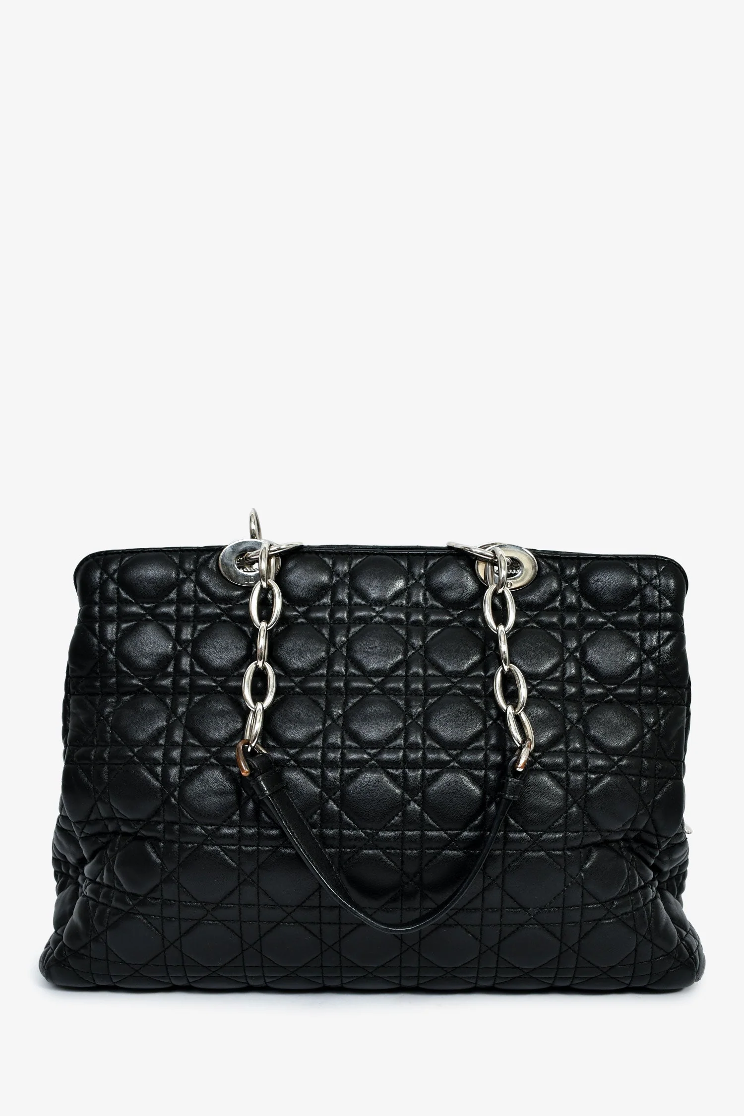 Christian Dior 2014 Black Leather Soft Cannage Lady Dior Shopping Tote - Image 2