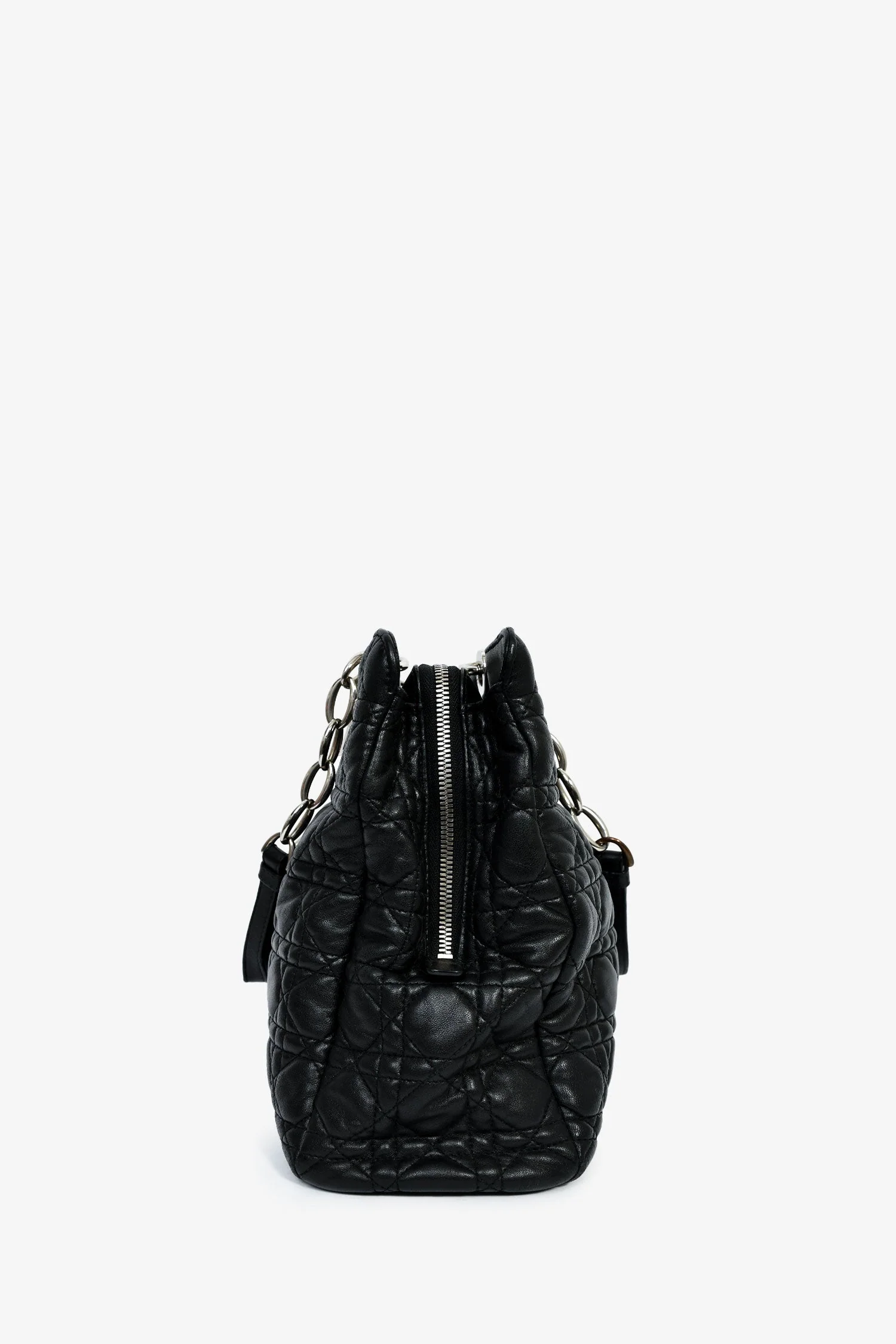 Christian Dior 2014 Black Leather Soft Cannage Lady Dior Shopping Tote - Image 4