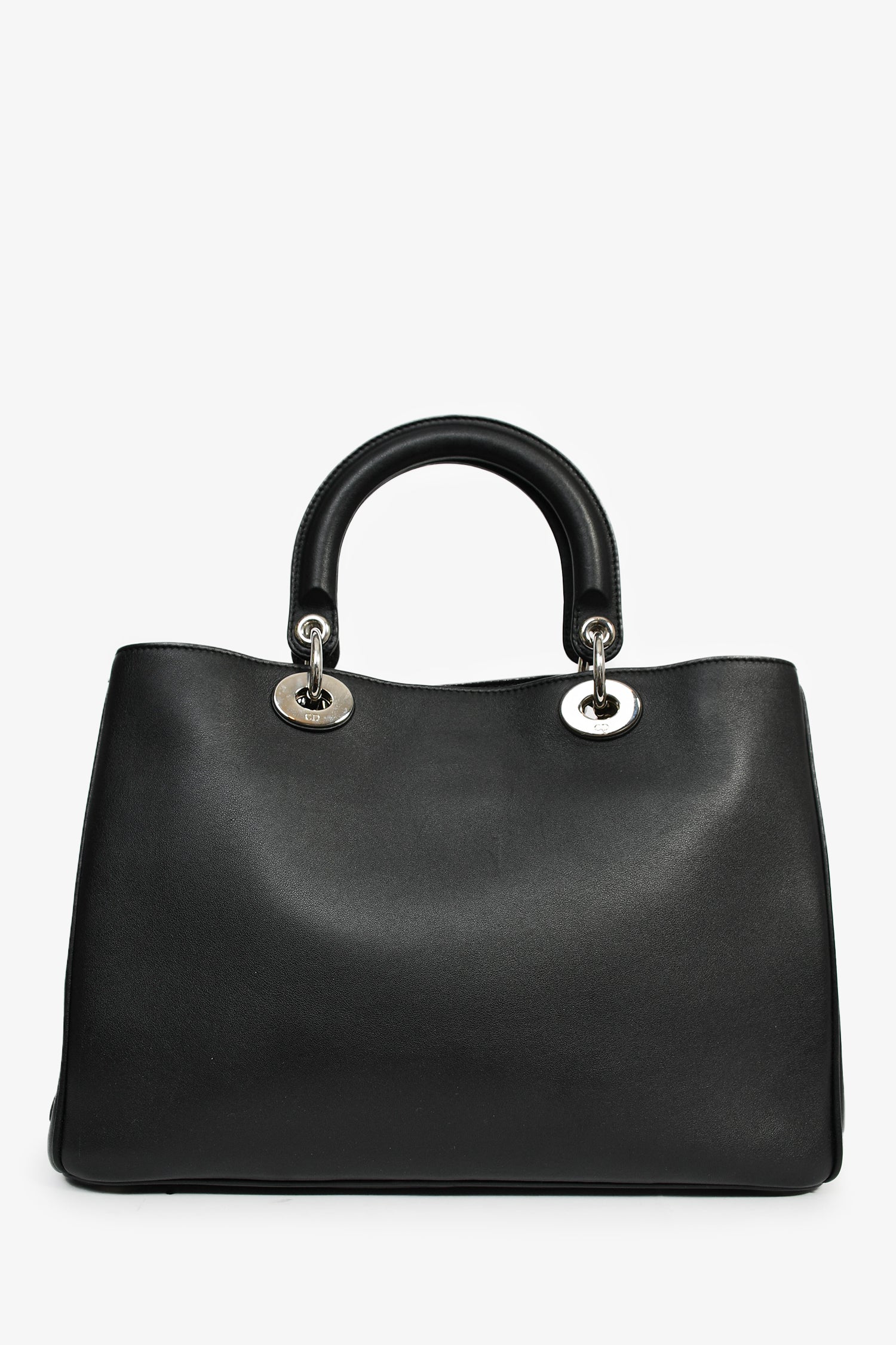 Christian Dior 2015 Black Leather 'Paradise' Diorissimo Medium Top Handle Bag - Image 2