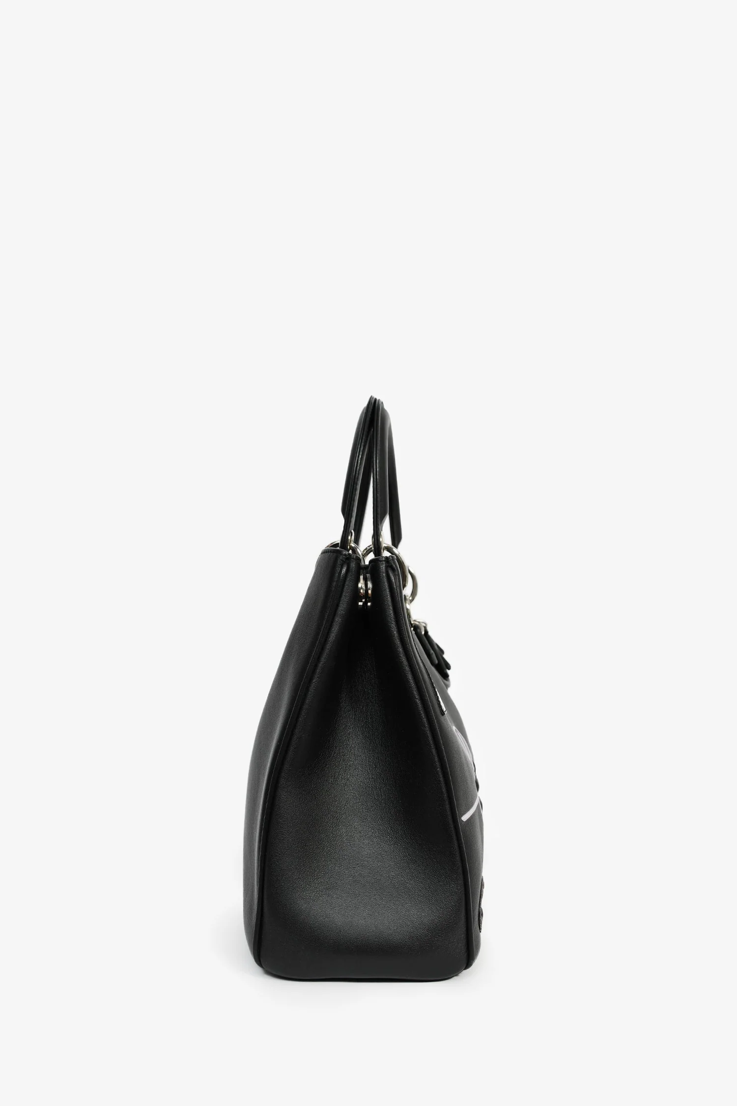 Christian Dior 2015 Black Leather 'Paradise' Diorissimo Medium Top Handle Bag - Image 3
