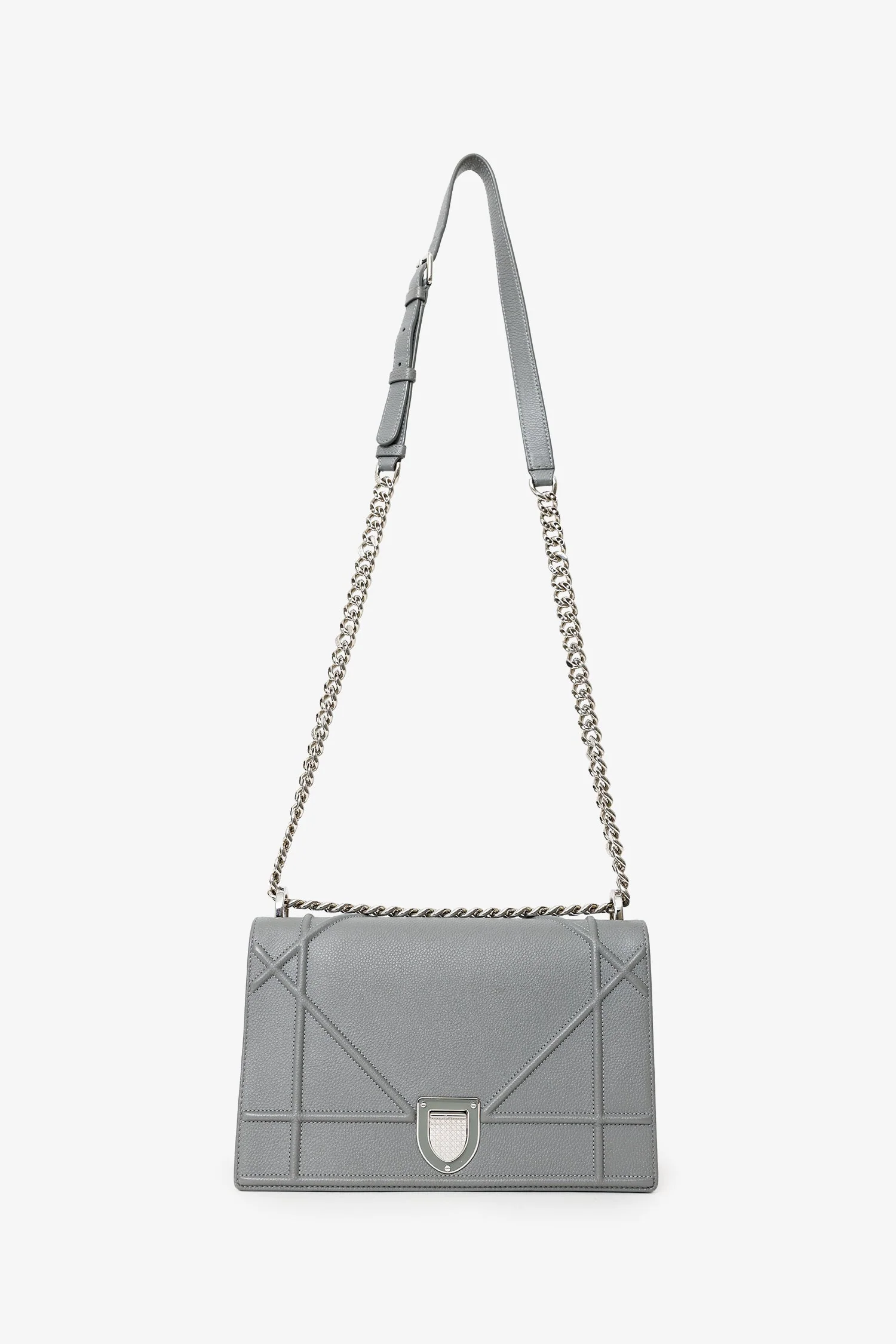 Christian Dior 2015 Grey Grained Leather Medium Diorama Shoulder Bag - Image 6