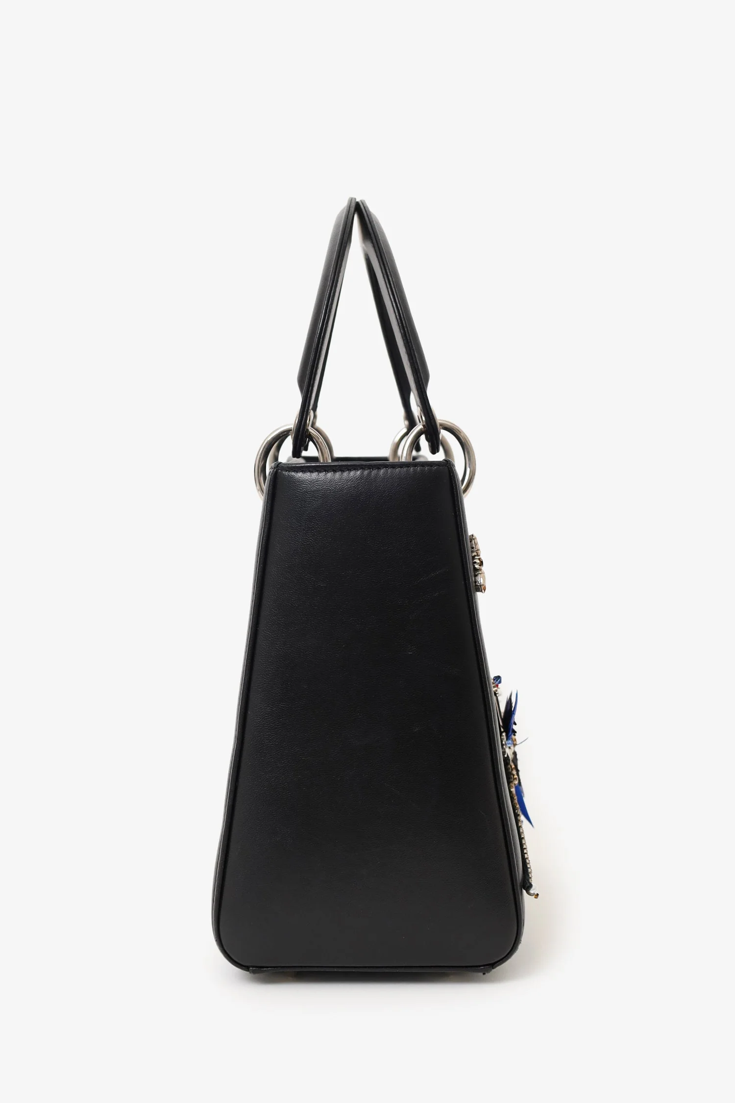 Christian Dior 2016 Black Smooth Calfskin Embellished Dragonfly Medium Lady Dior - Image 3