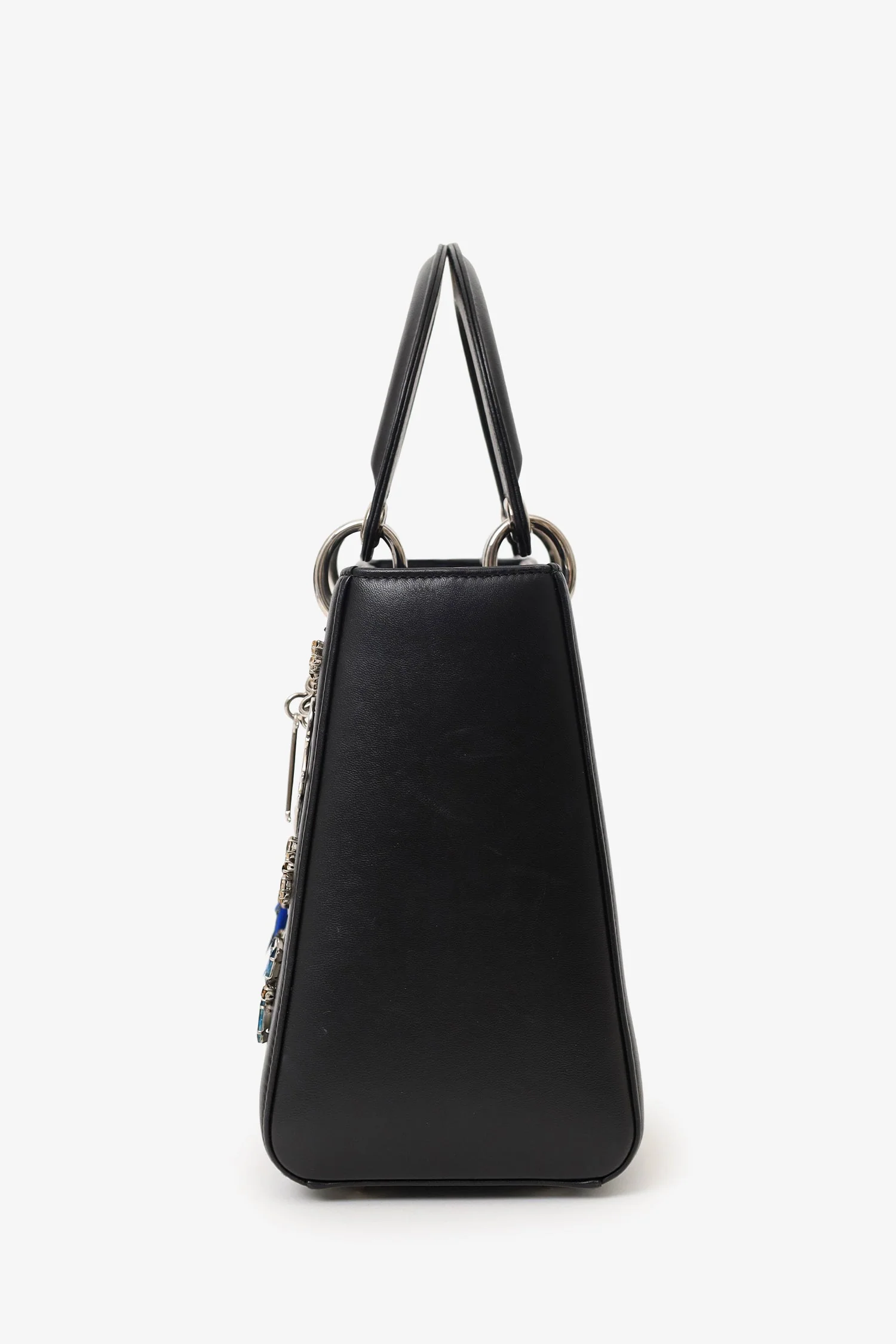 Christian Dior 2016 Black Smooth Calfskin Embellished Dragonfly Medium Lady Dior - Image 4