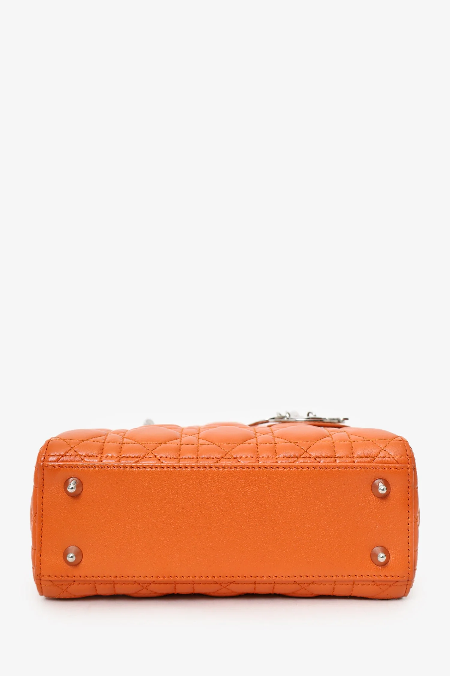 Christian Dior 2016 Orange Leather Cannage Small Lady Dior with Strap - Image 6