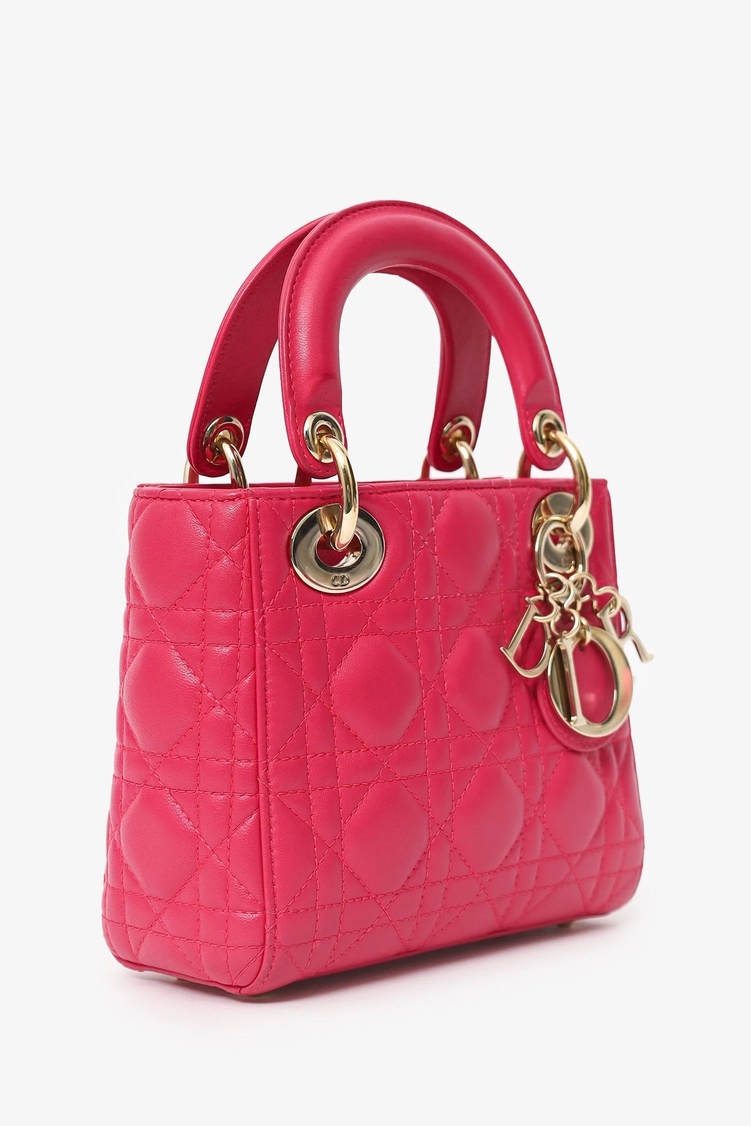 Christian Dior 2016 Pink Cannage Leather Mini Lady Dior With Strap - Image 2