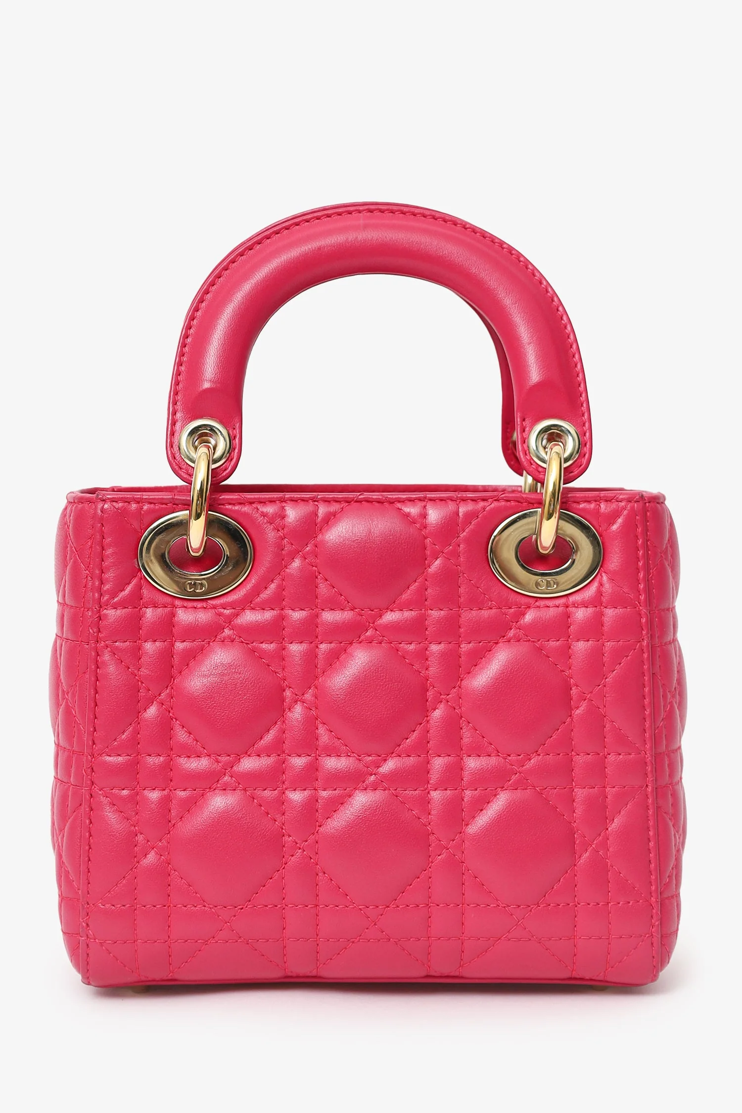 Christian Dior 2016 Pink Cannage Leather Mini Lady Dior With Strap - Image 3