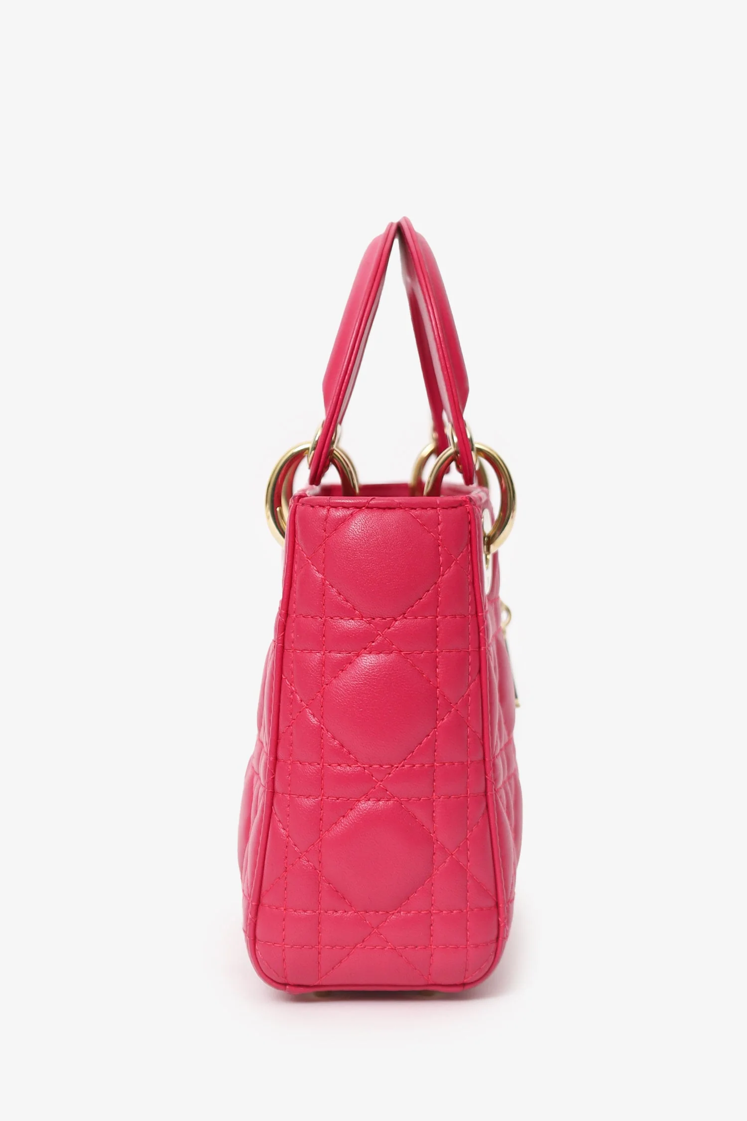Christian Dior 2016 Pink Cannage Leather Mini Lady Dior With Strap - Image 4