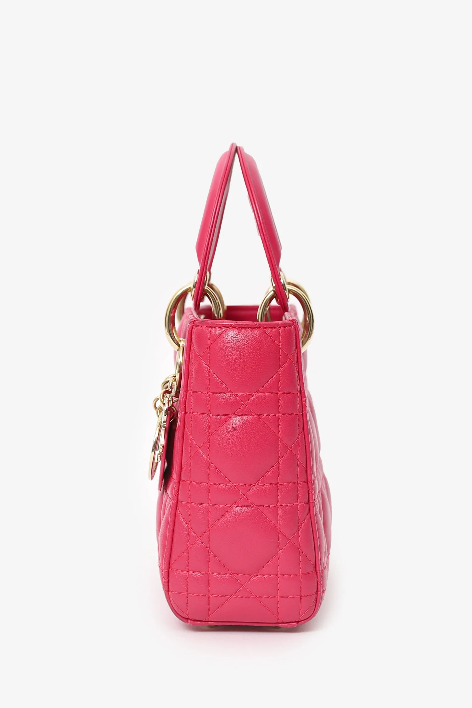 Christian Dior 2016 Pink Cannage Leather Mini Lady Dior With Strap - Image 5