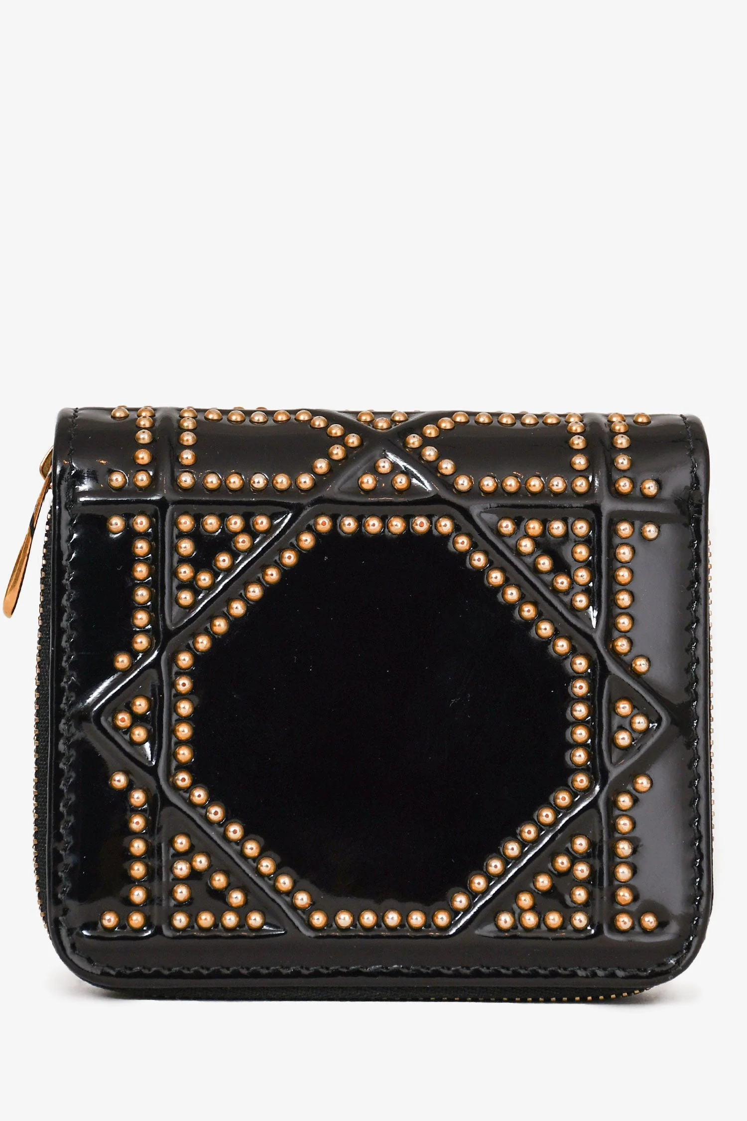 Christian Dior 2017 Black Patent Leather Studded Diorama Small Wallet - Image 3