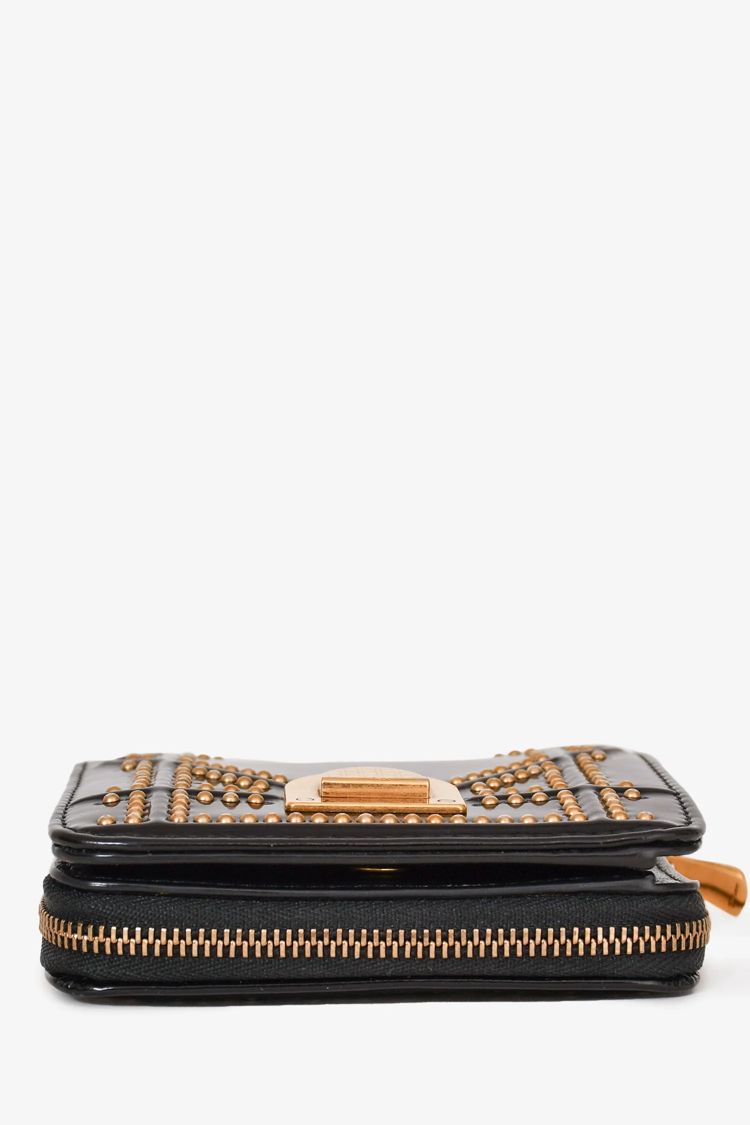 Christian Dior 2017 Black Patent Leather Studded Diorama Small Wallet - Image 5
