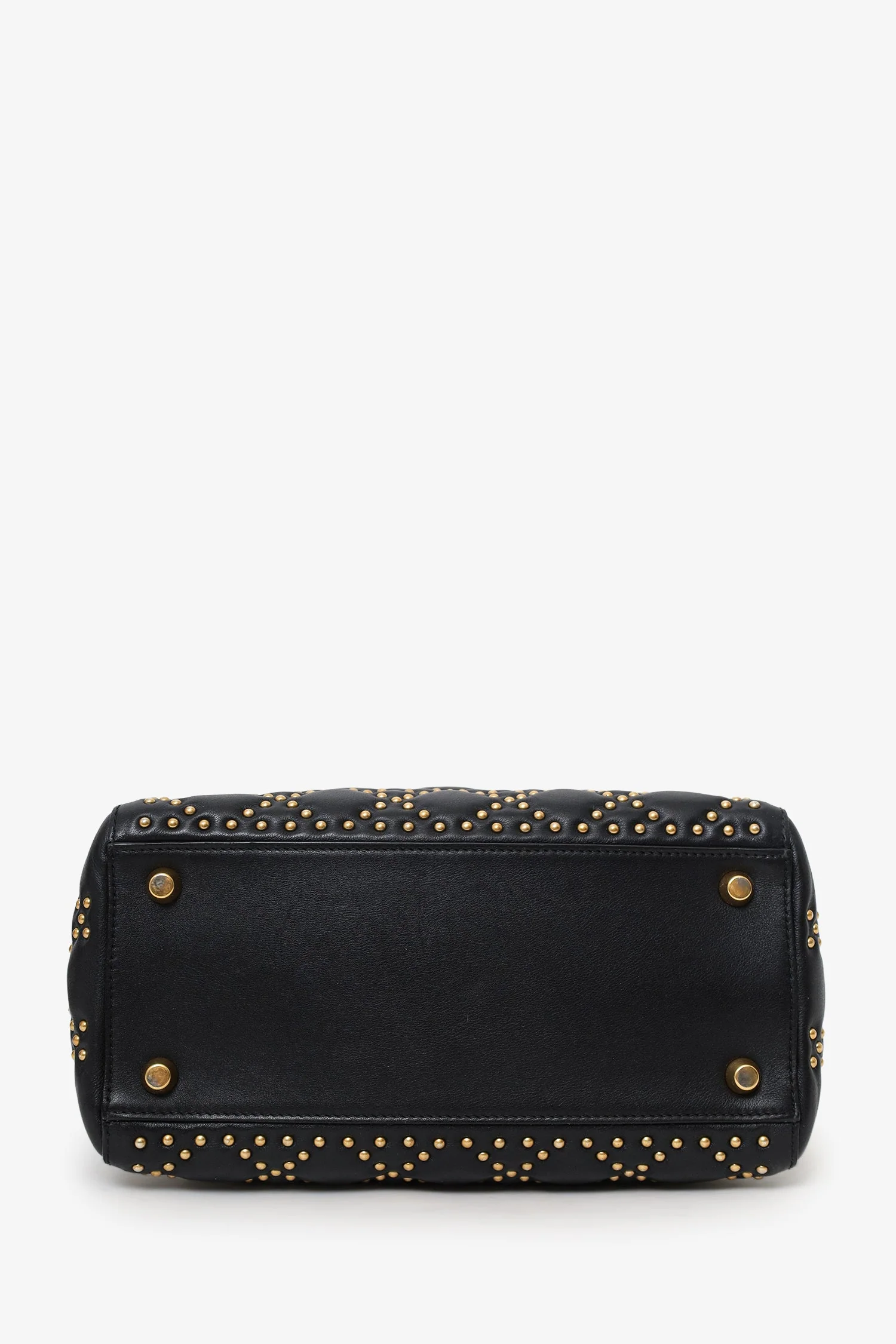 Christian Dior 2017 Black Studded Lambskin Cannage Supple Small Lady Dior - Image 5