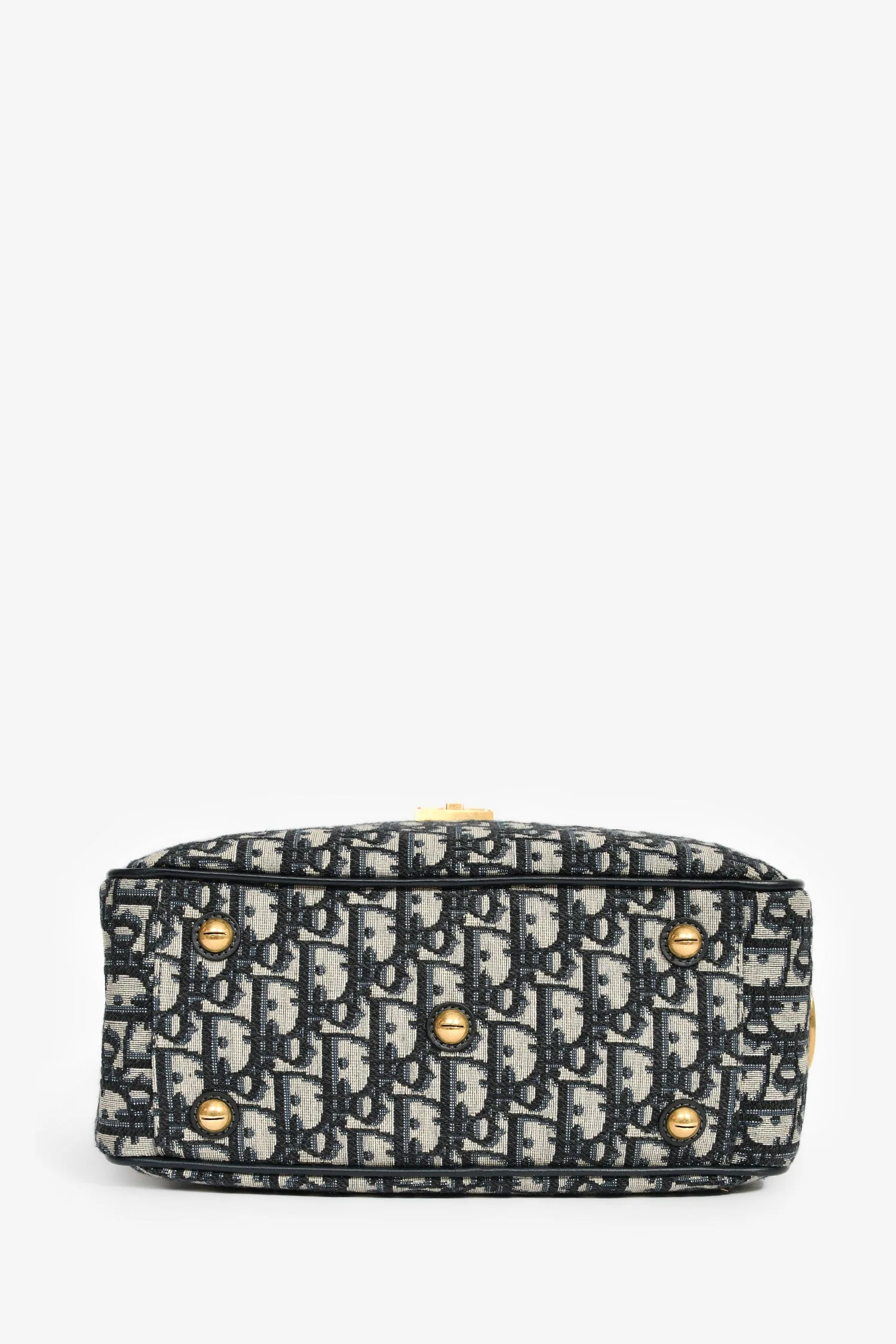 Christian Dior 2017 Navy Oblique Jacquard Bowling Bag with Strap - Image 5