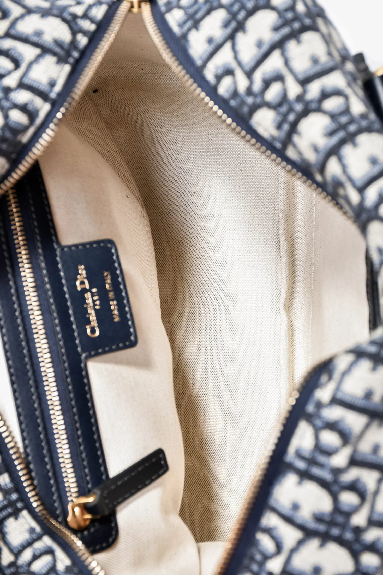 Christian Dior 2017 Navy Oblique Jacquard Bowling Bag with Strap - Image 7