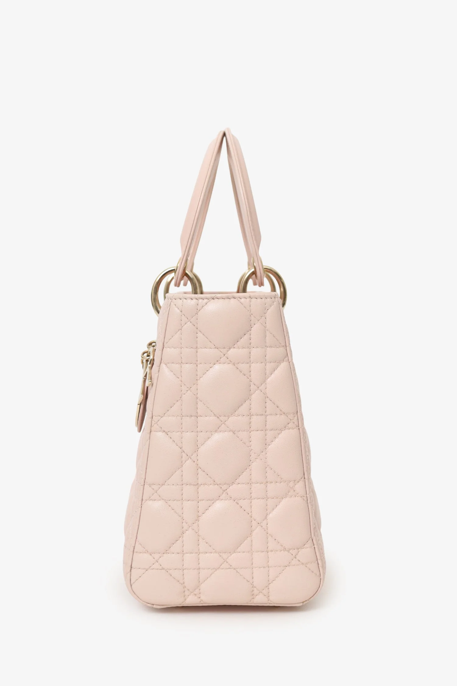 Christian Dior 2017 Pink Leather Medium Lady Dior Bag With Strap - Image 4