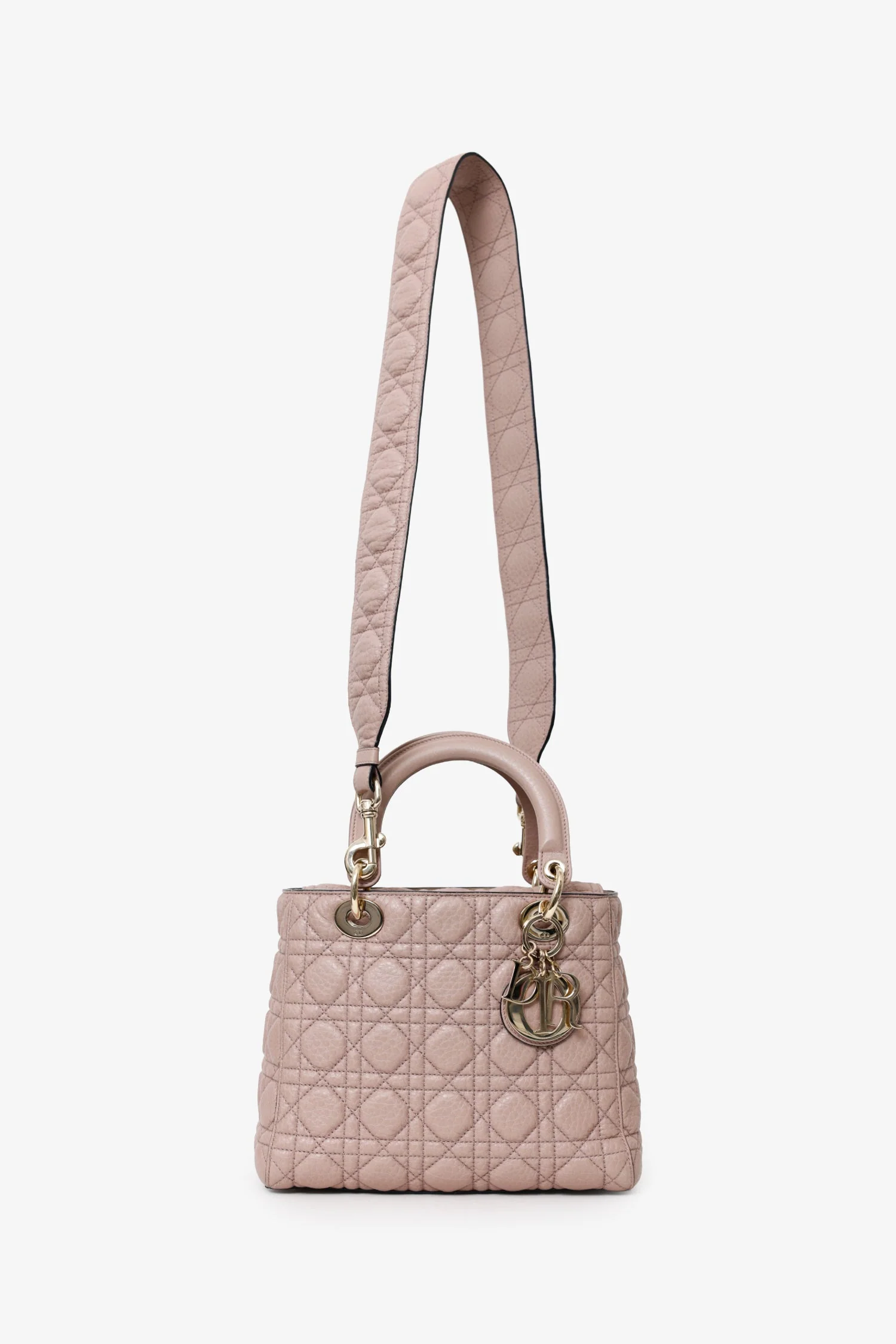 Christian Dior 2017 Powder Pink Supple Medium Lady Dior with Strap - Image 6