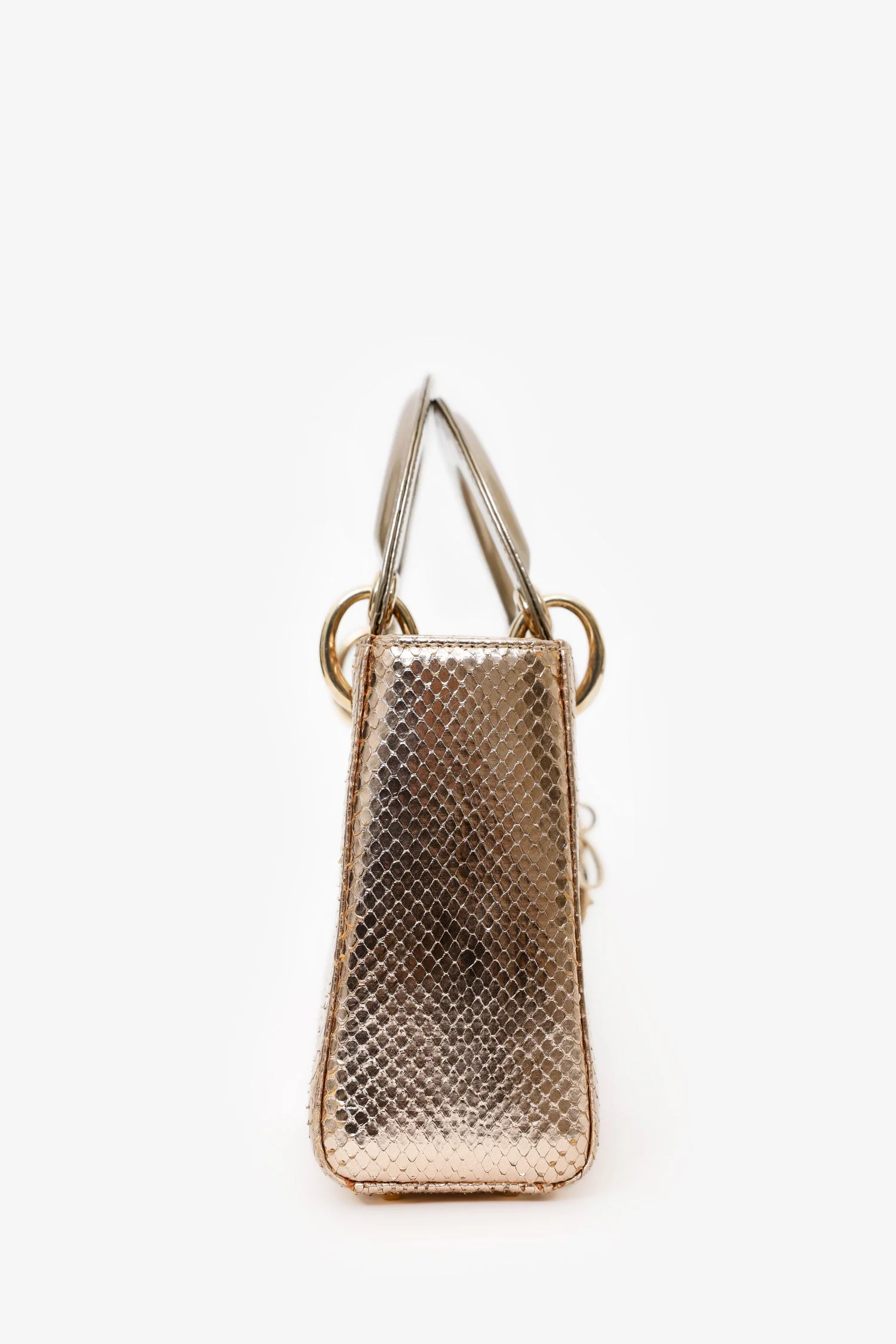 Christian Dior 2017 Rose Gold Metallic Python Mini Lady Dior - Image 2
