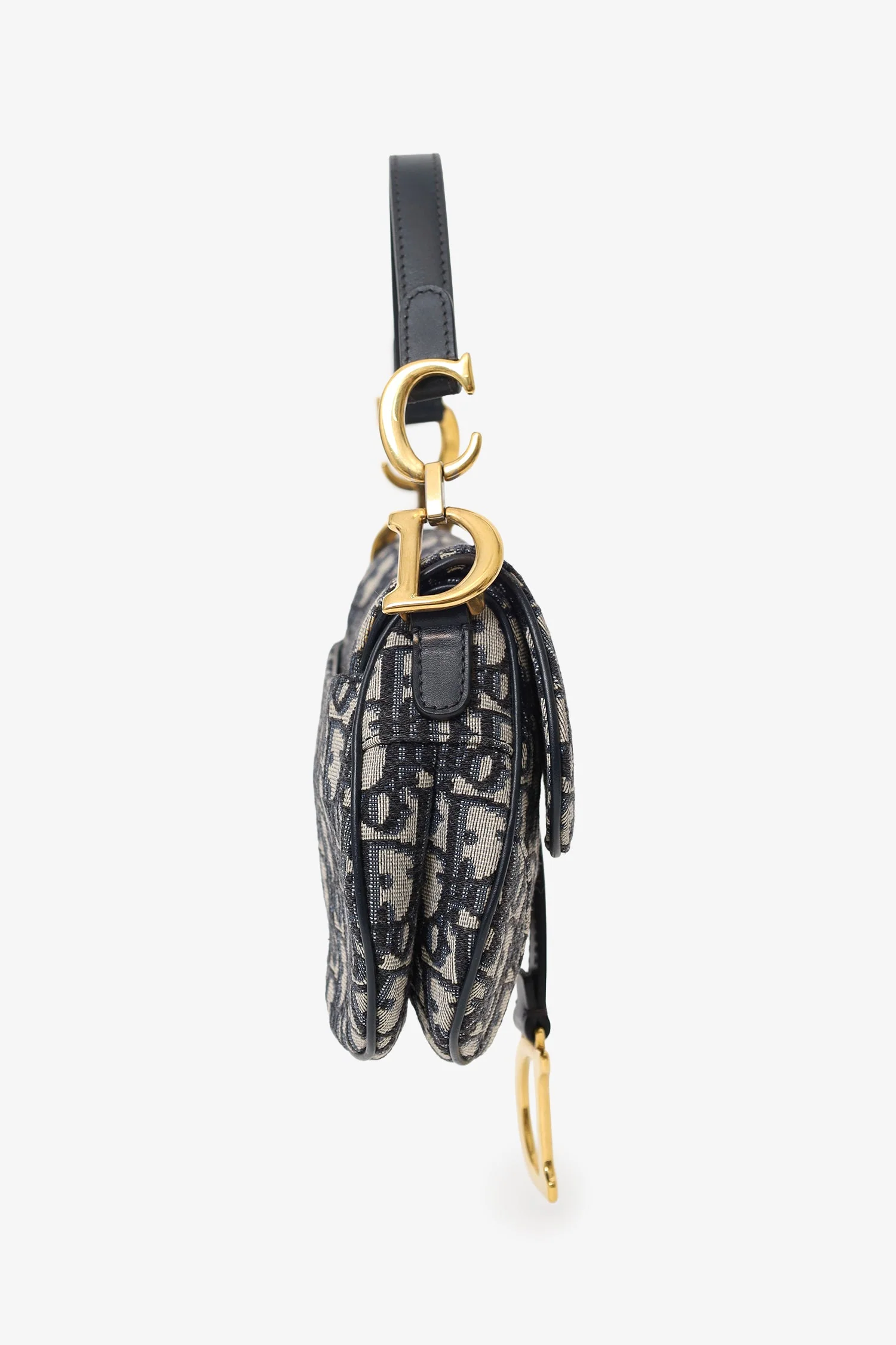Christian Dior 2018 Blue Oblique Jacquard Mini Saddle Bag With Strap - Image 3