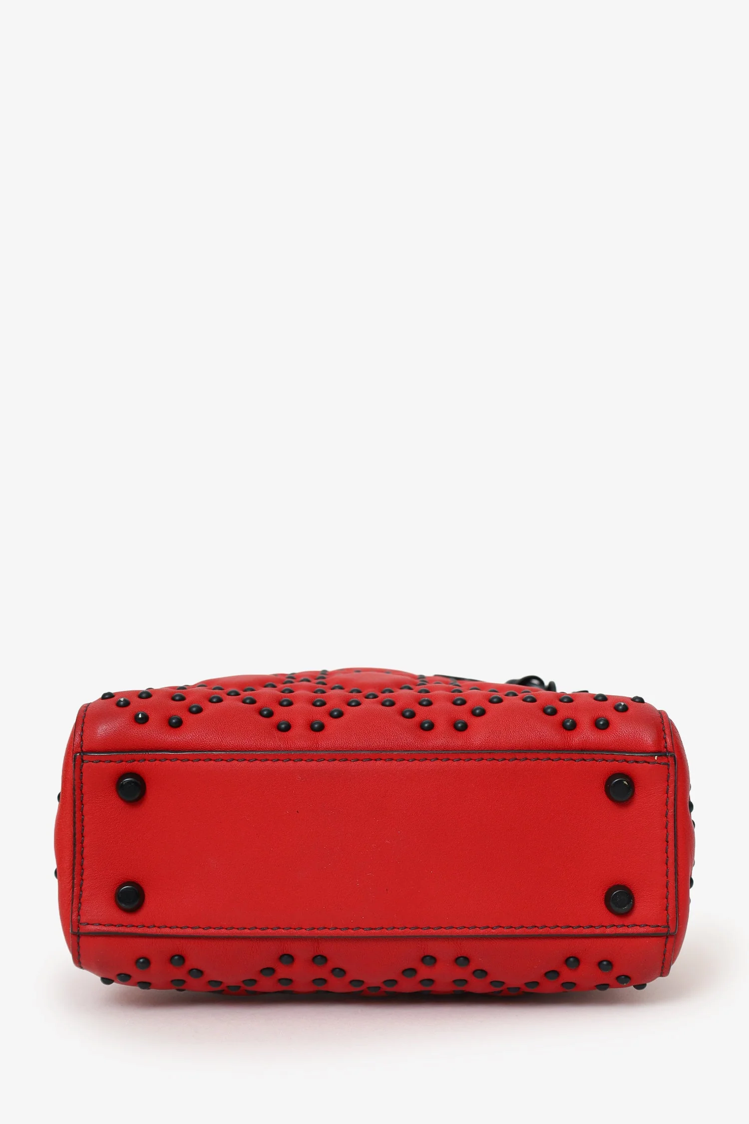 Christian Dior 2018 Red Studded Lambskin Cannage Supple Mini Lady Dior - Image 5