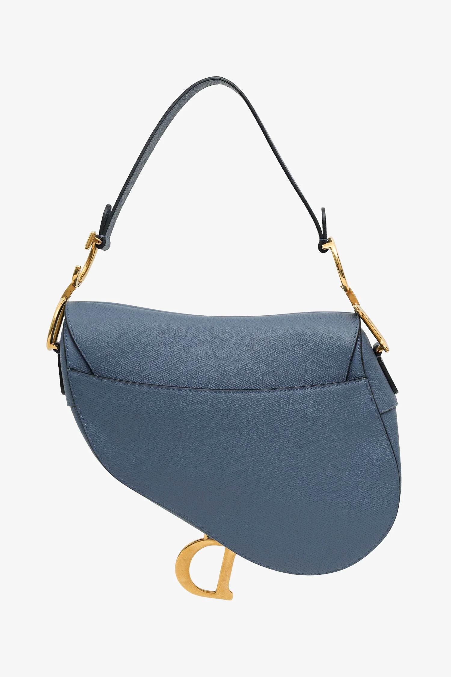 Christian Dior 2019 Blue Grained Leather Medium Saddle Bag - Image 2