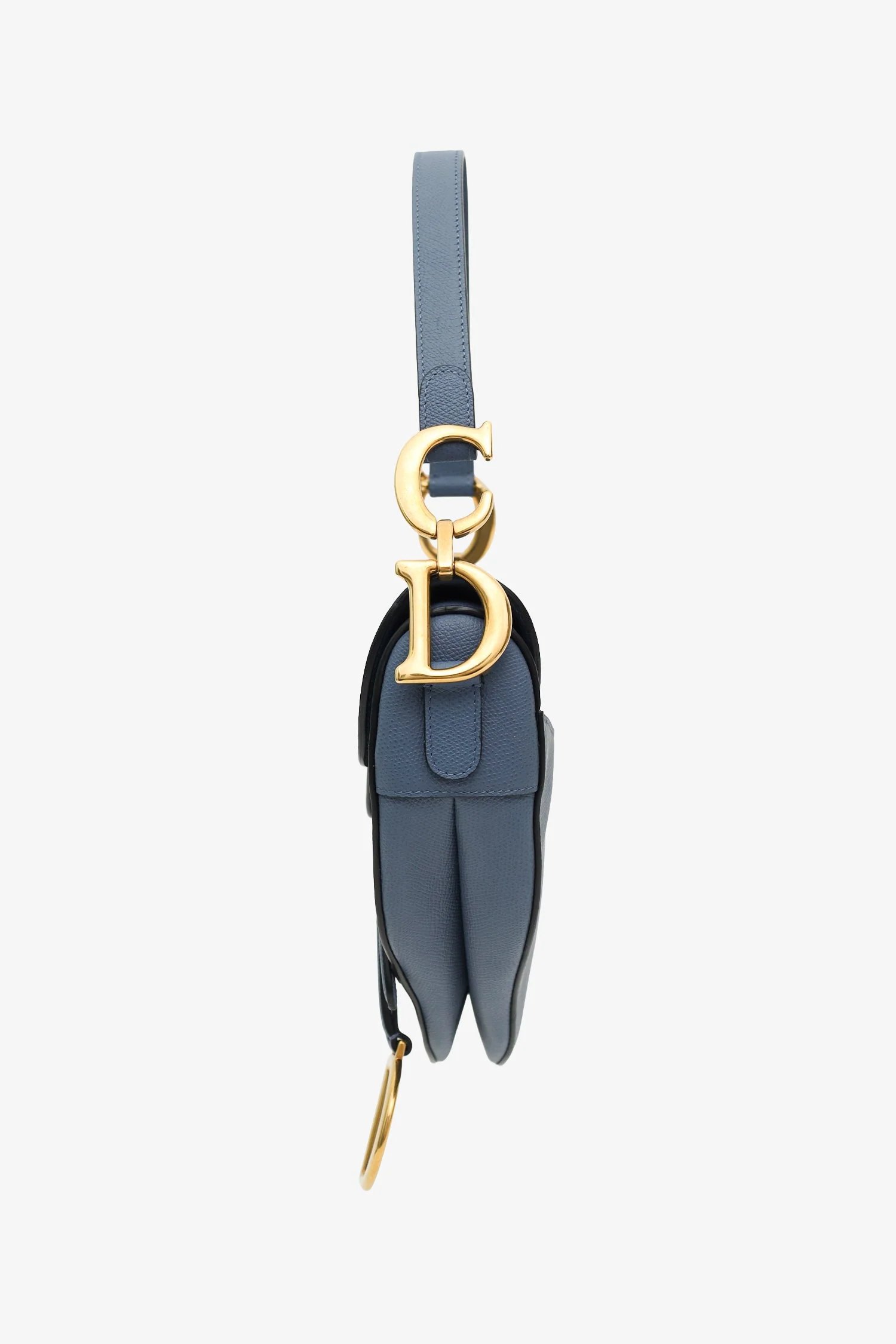Christian Dior 2019 Blue Grained Leather Medium Saddle Bag - Image 3