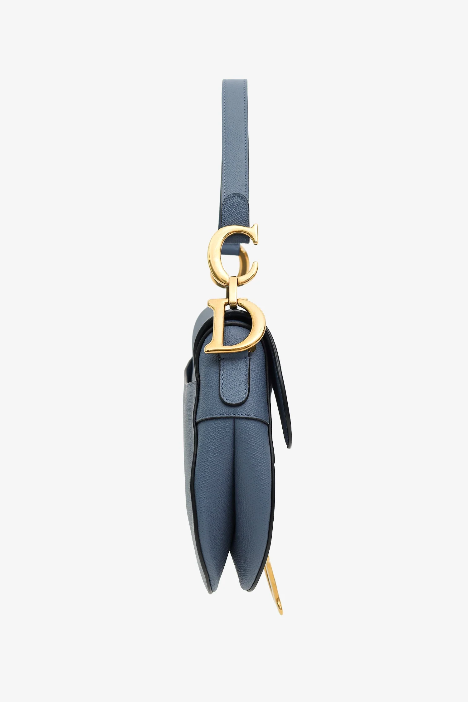 Christian Dior 2019 Blue Grained Leather Medium Saddle Bag - Image 4