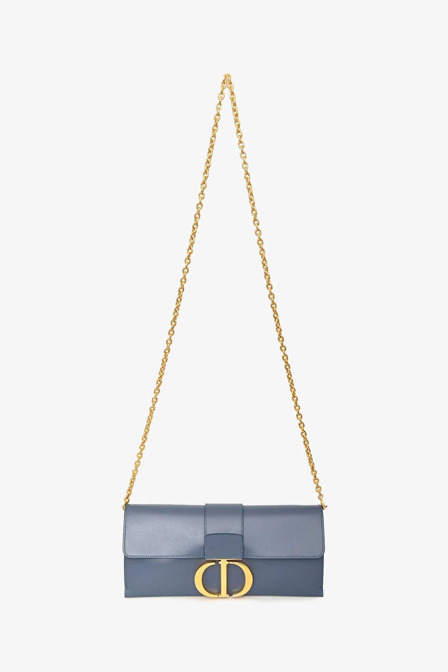 Christian Dior 2019 Blue Leather 30 Montaigne Chain Clutch - Image 7