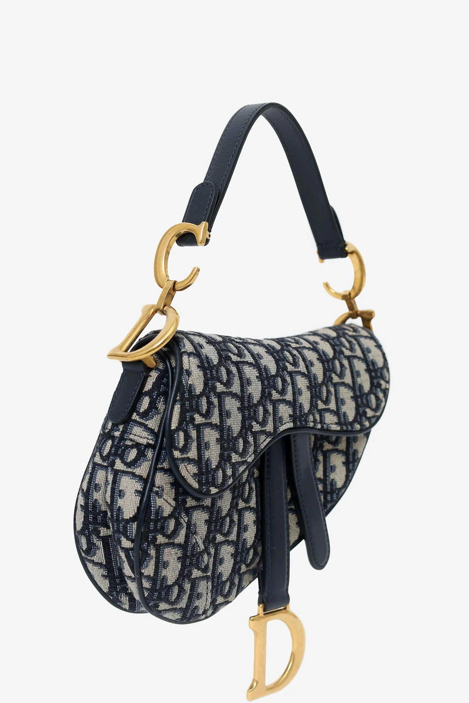 Christian Dior 2019 Blue Oblique Jacquard Mini Saddle Bag With Strap - Image 3