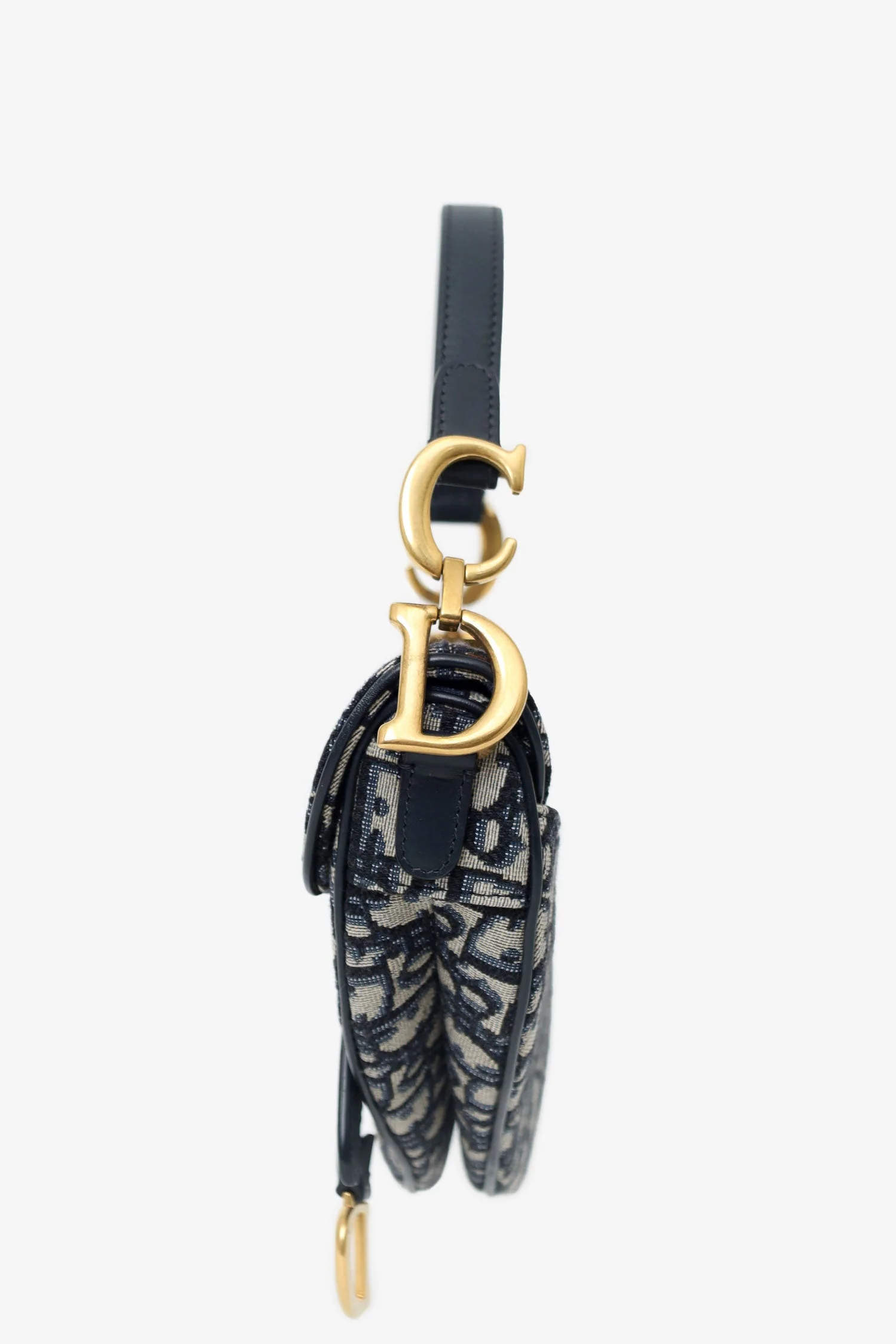 Christian Dior 2019 Blue Oblique Jacquard Mini Saddle Bag With Strap - Image 4