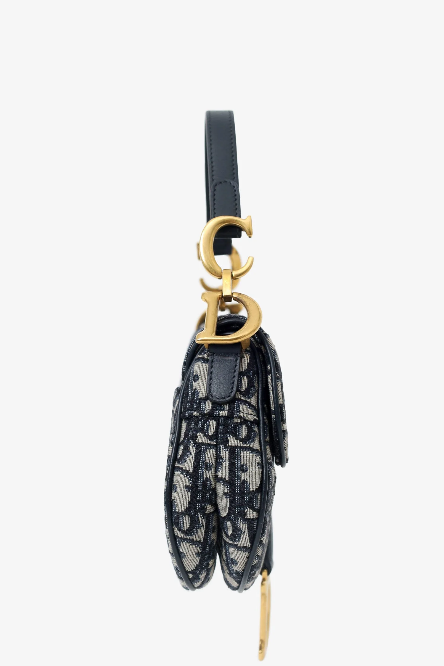 Christian Dior 2019 Blue Oblique Jacquard Mini Saddle Bag With Strap - Image 5