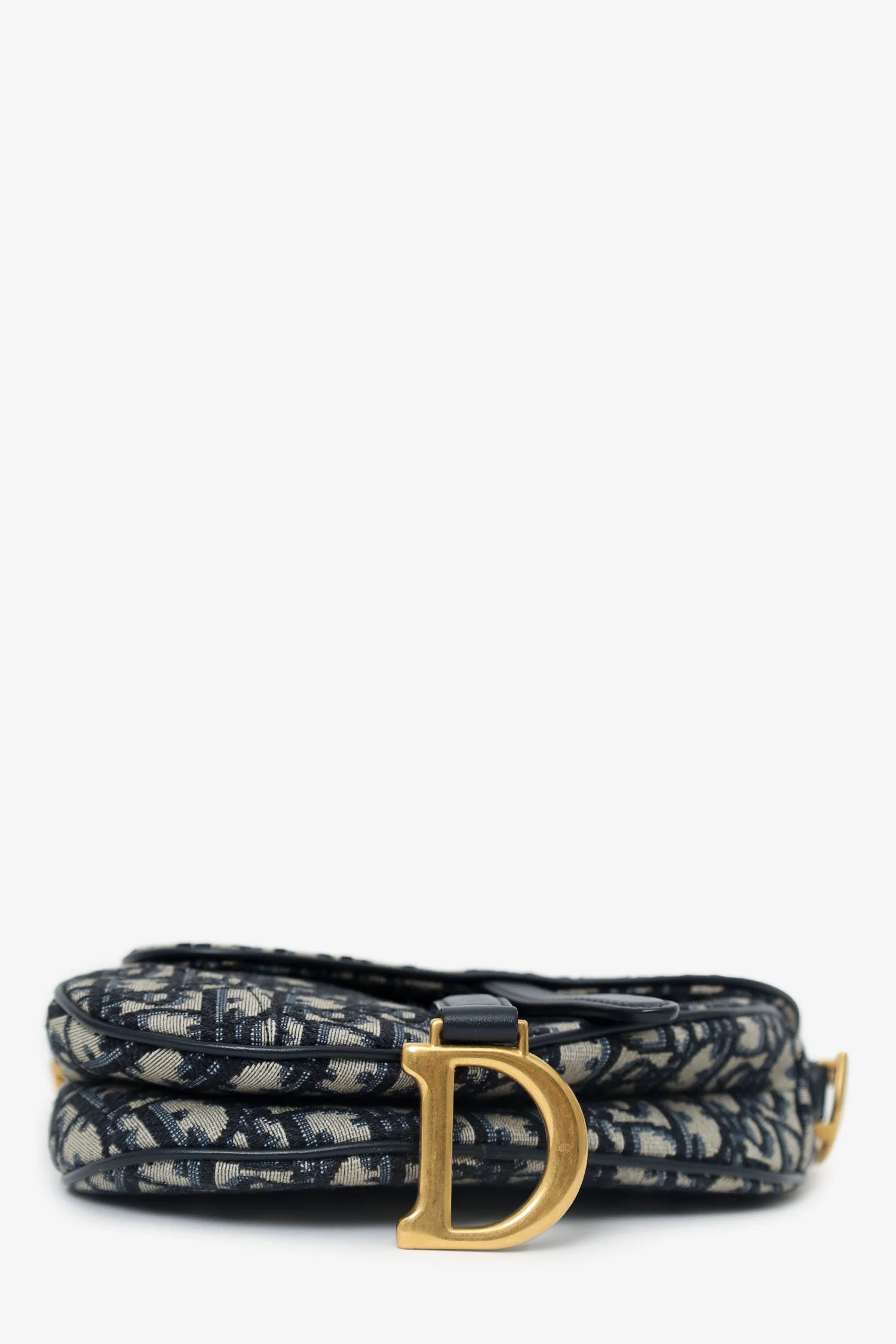 Christian Dior 2019 Blue Oblique Jacquard Mini Saddle Bag With Strap - Image 6
