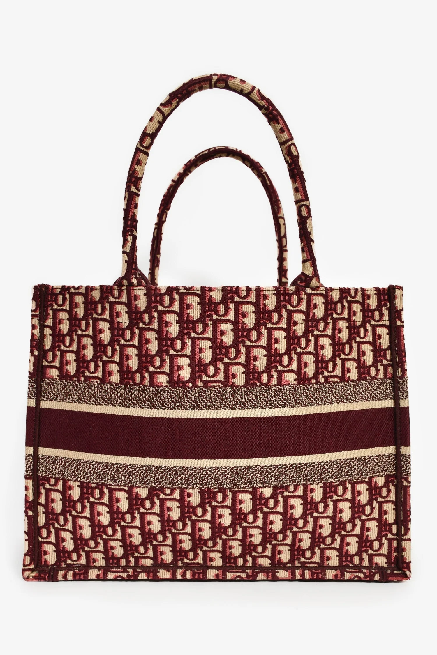 Christian Dior 2019 Burgundy Oblique Jacquard Medium Book Tote - Image 2