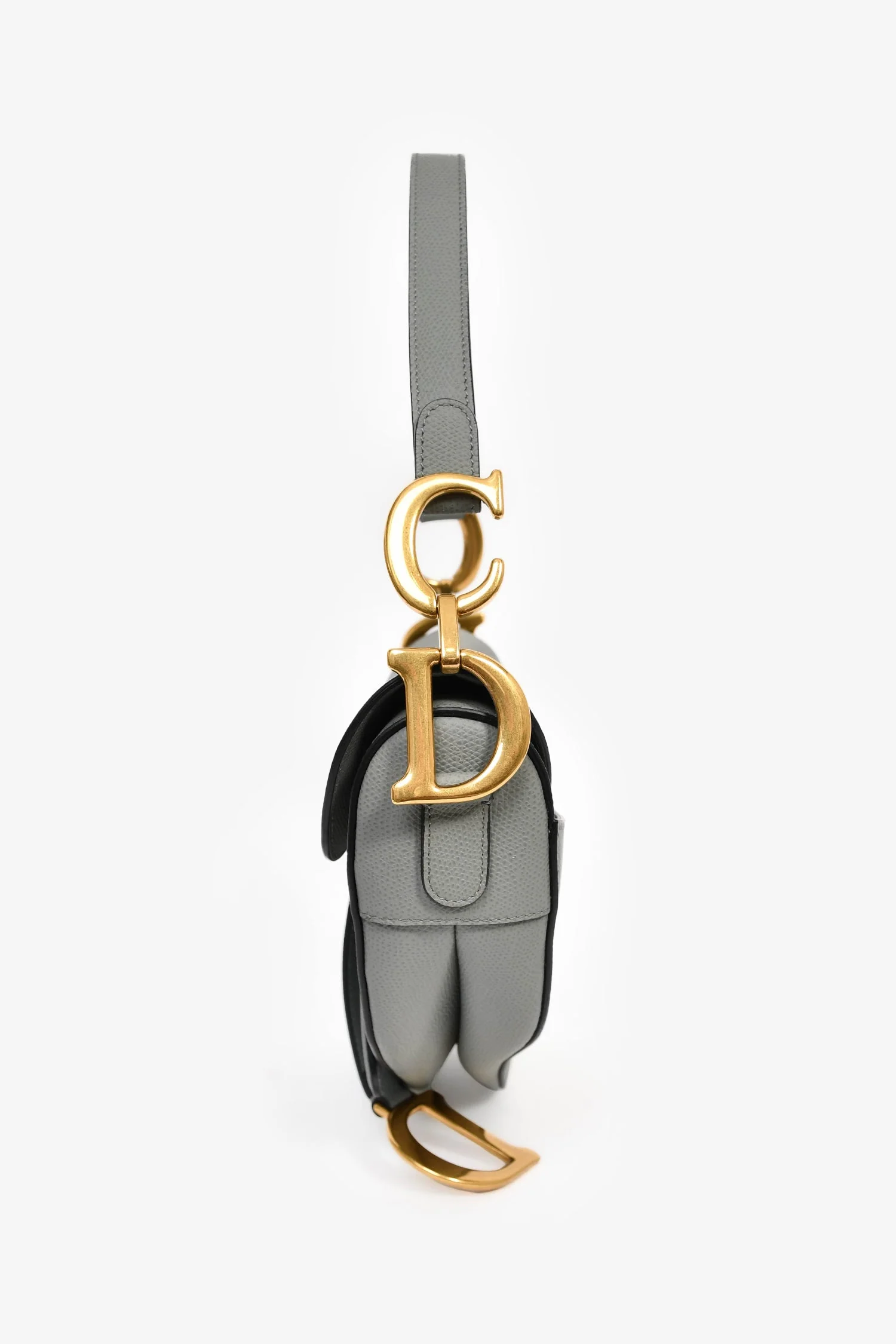 Christian Dior 2019 Grey Leather Classic Saddle Bag - Image 4