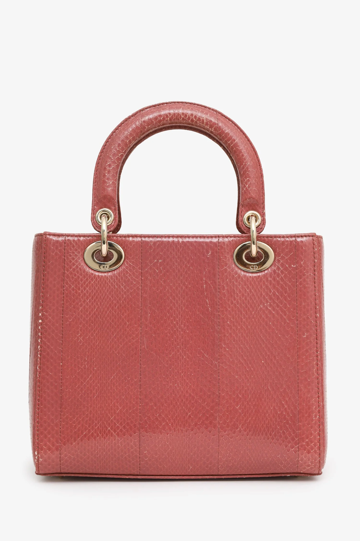 Christian Dior 2019 Pink Python Leather Medium Lady Dior With Strap - Image 2