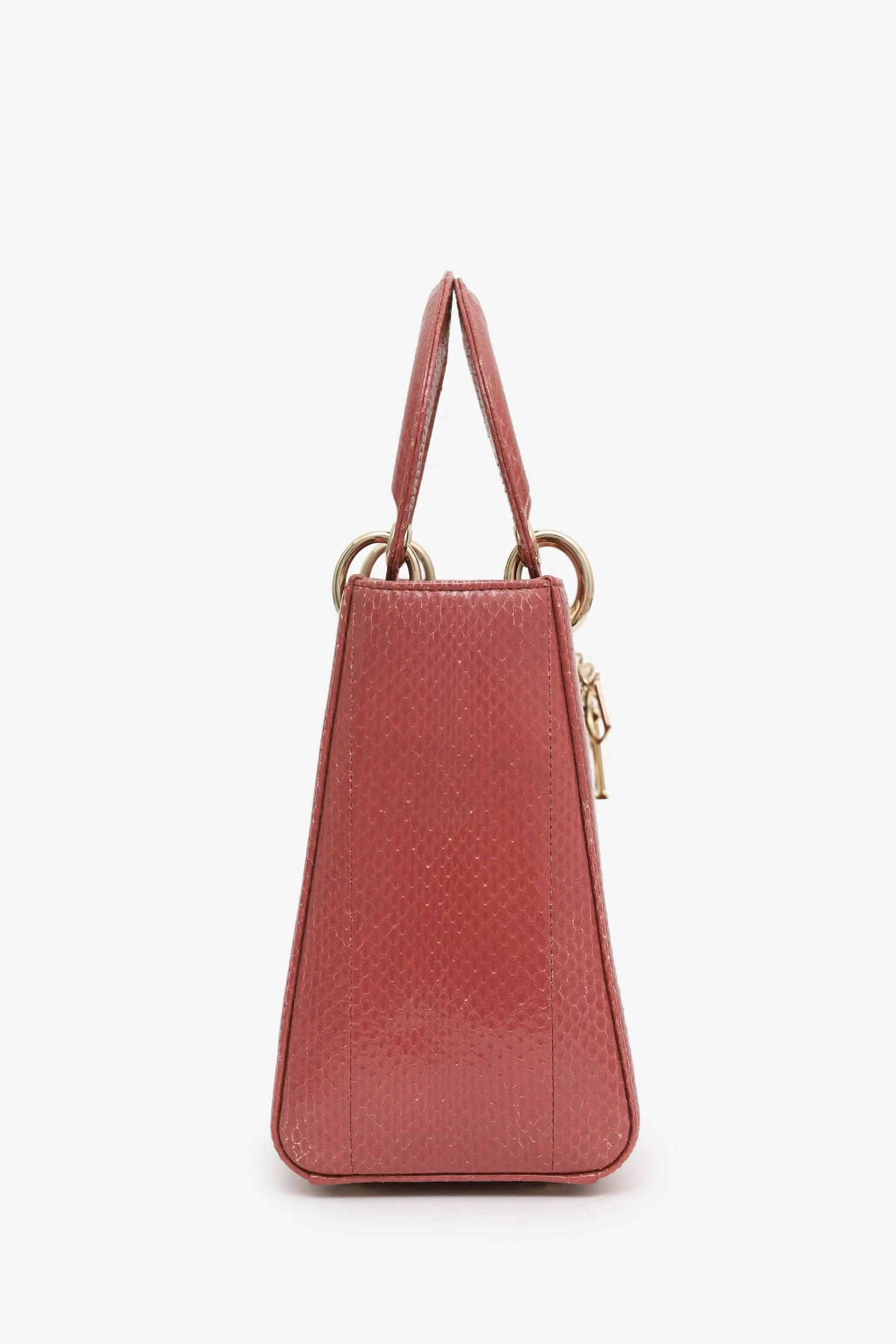 Christian Dior 2019 Pink Python Leather Medium Lady Dior With Strap - Image 3