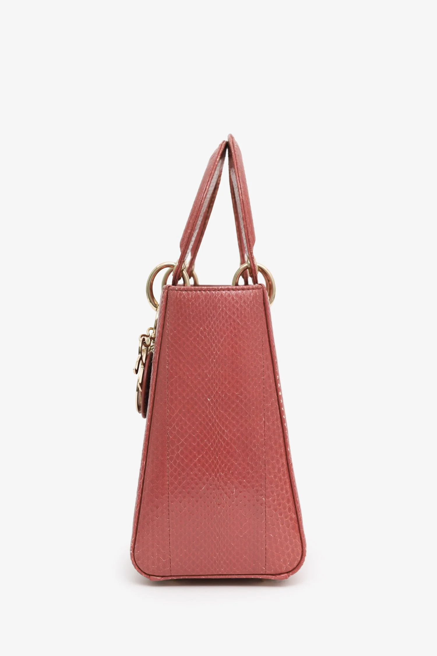 Christian Dior 2019 Pink Python Leather Medium Lady Dior With Strap - Image 4