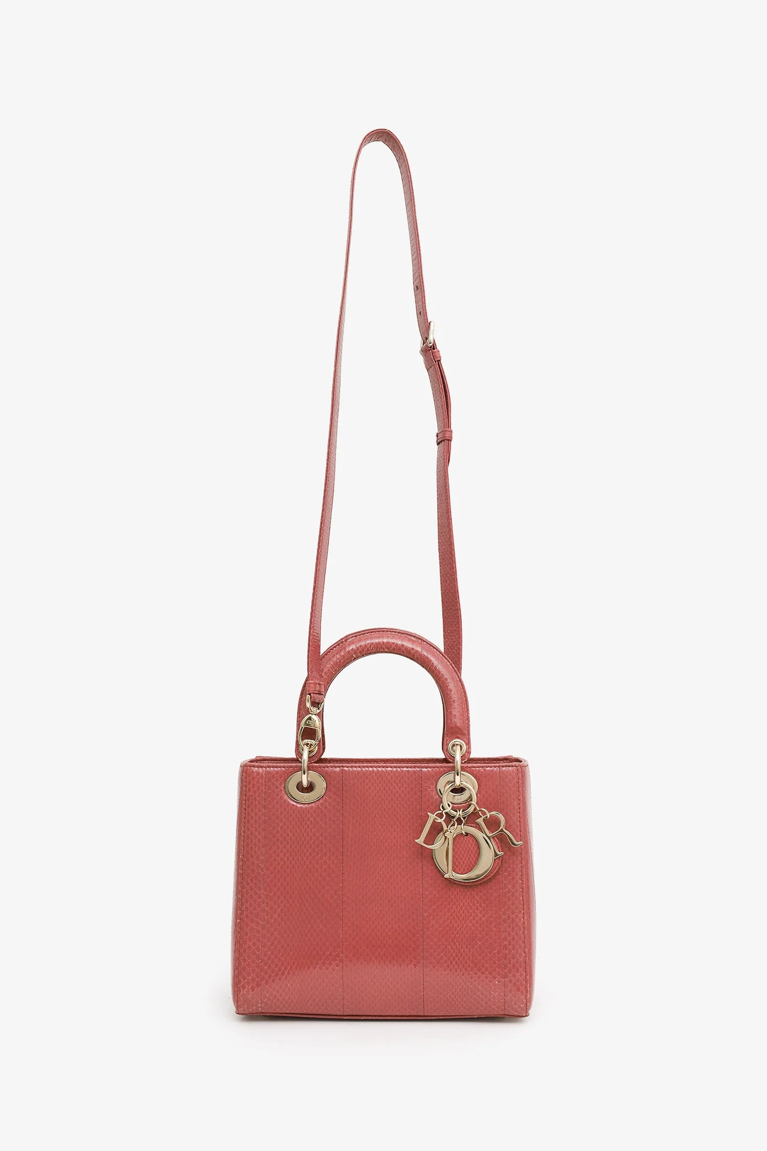 Christian Dior 2019 Pink Python Leather Medium Lady Dior With Strap - Image 6
