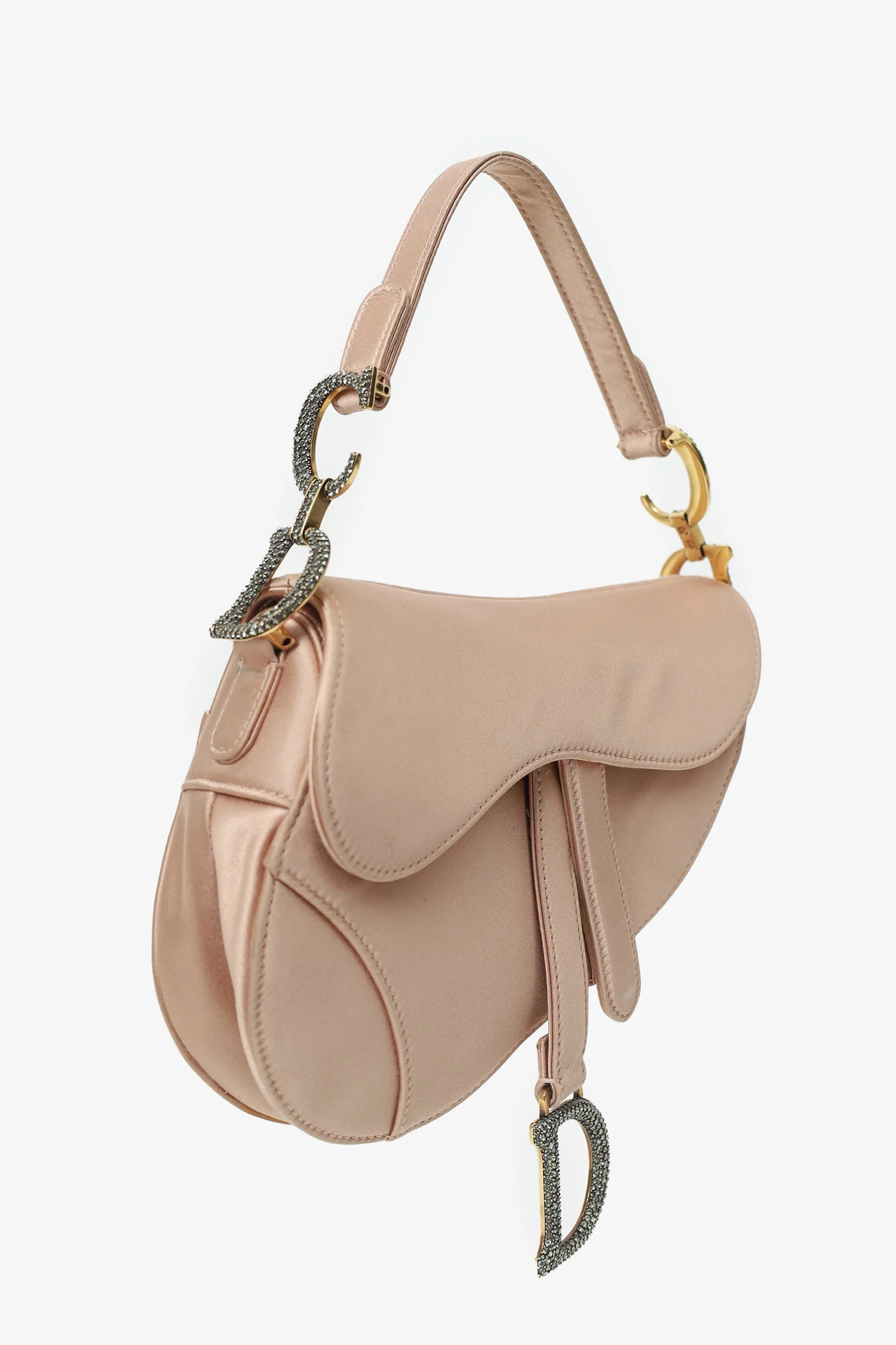 Christian Dior 2019 Pink Satin Crystal Embellished Mini Saddle Bag - Image 2
