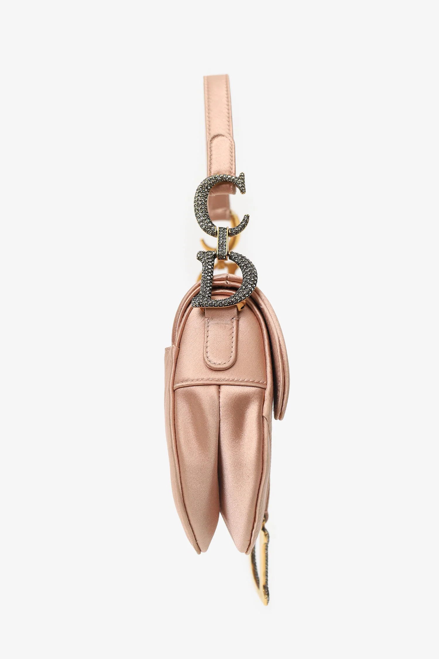 Christian Dior 2019 Pink Satin Crystal Embellished Mini Saddle Bag - Image 4