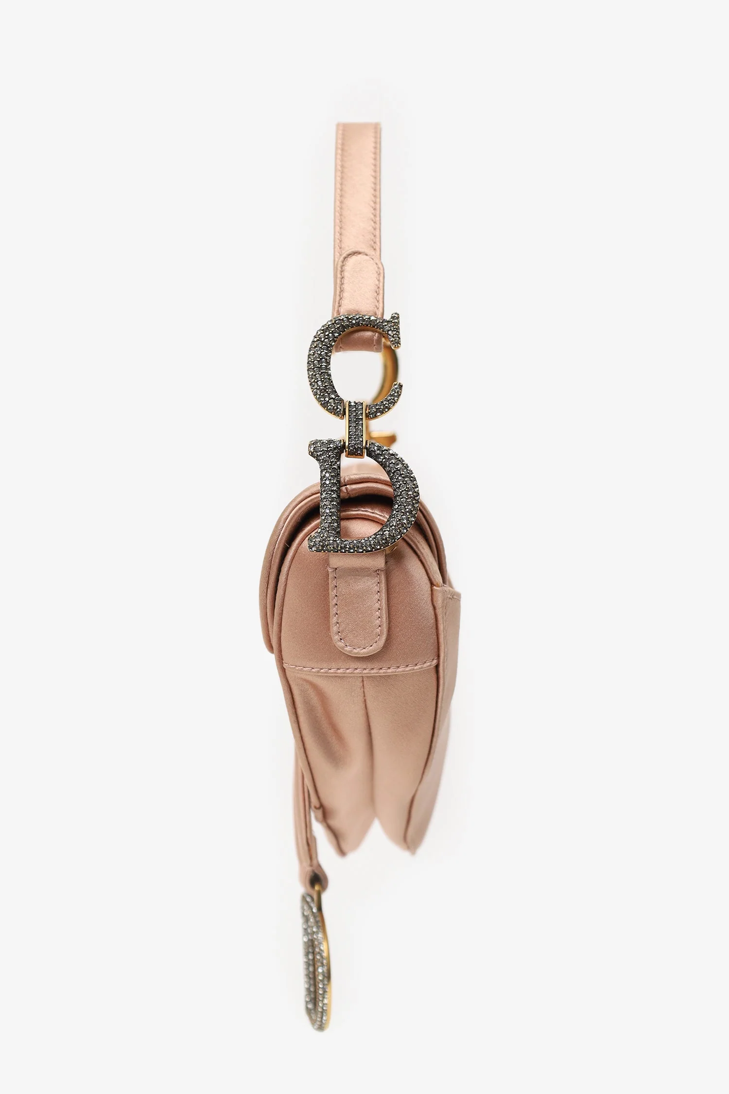 Christian Dior 2019 Pink Satin Crystal Embellished Mini Saddle Bag - Image 5