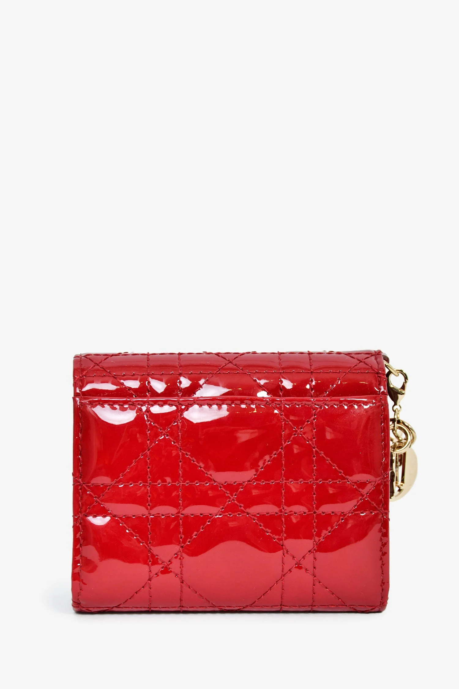 Christian Dior 2019 Red Patent Cannage Leather Lady Lotus Wallet - Image 2