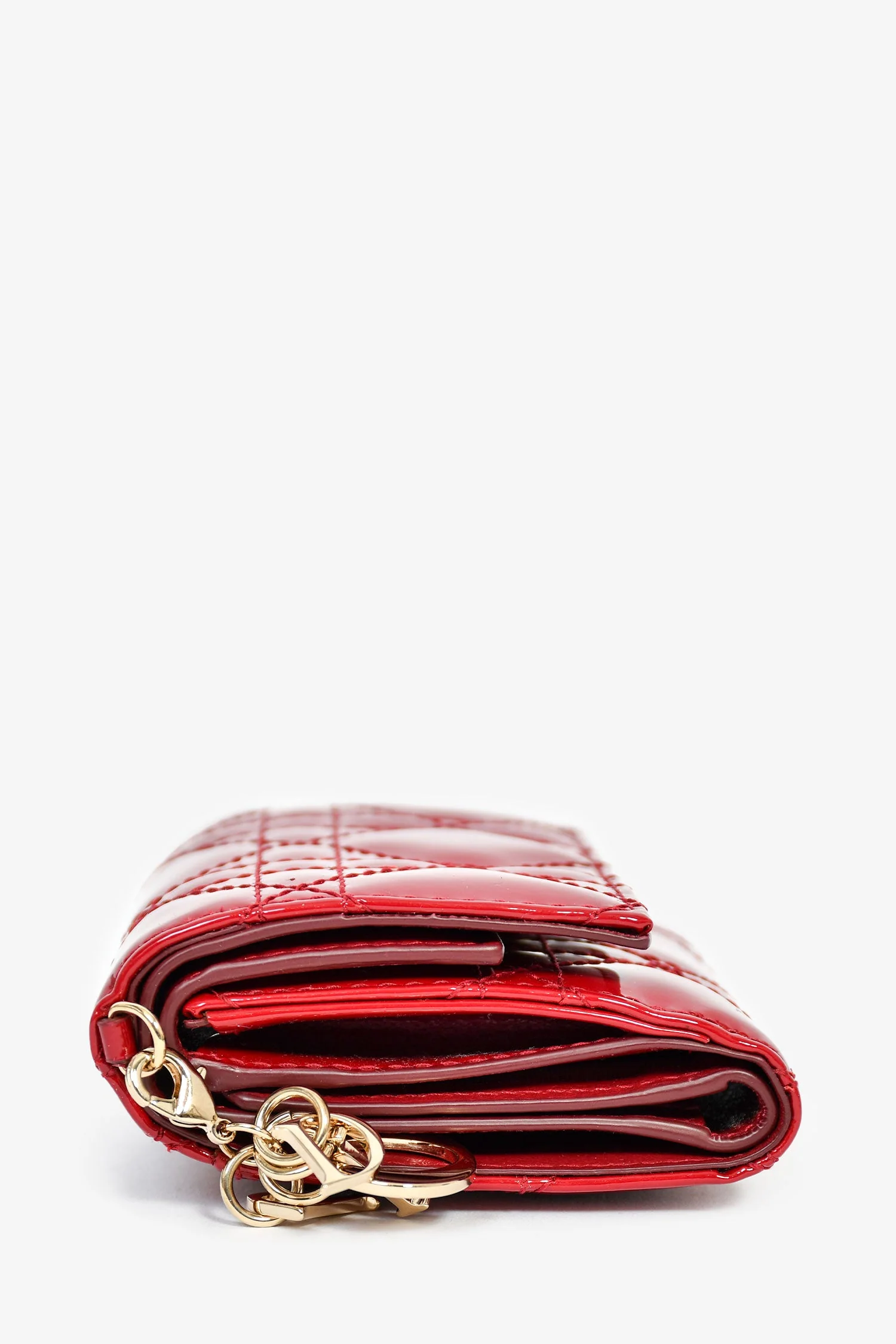 Christian Dior 2019 Red Patent Cannage Leather Lady Lotus Wallet - Image 4