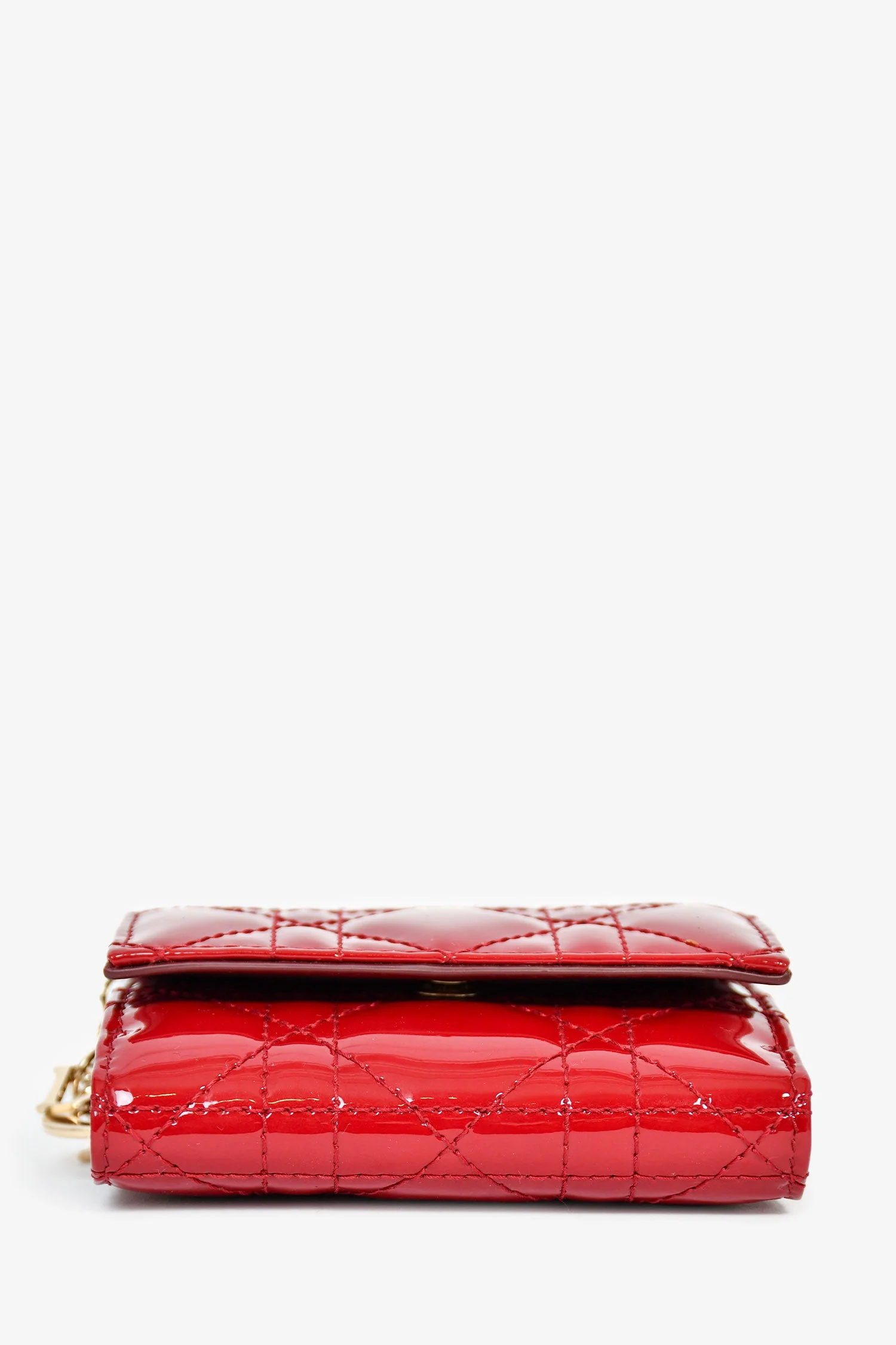 Christian Dior 2019 Red Patent Cannage Leather Lady Lotus Wallet - Image 5