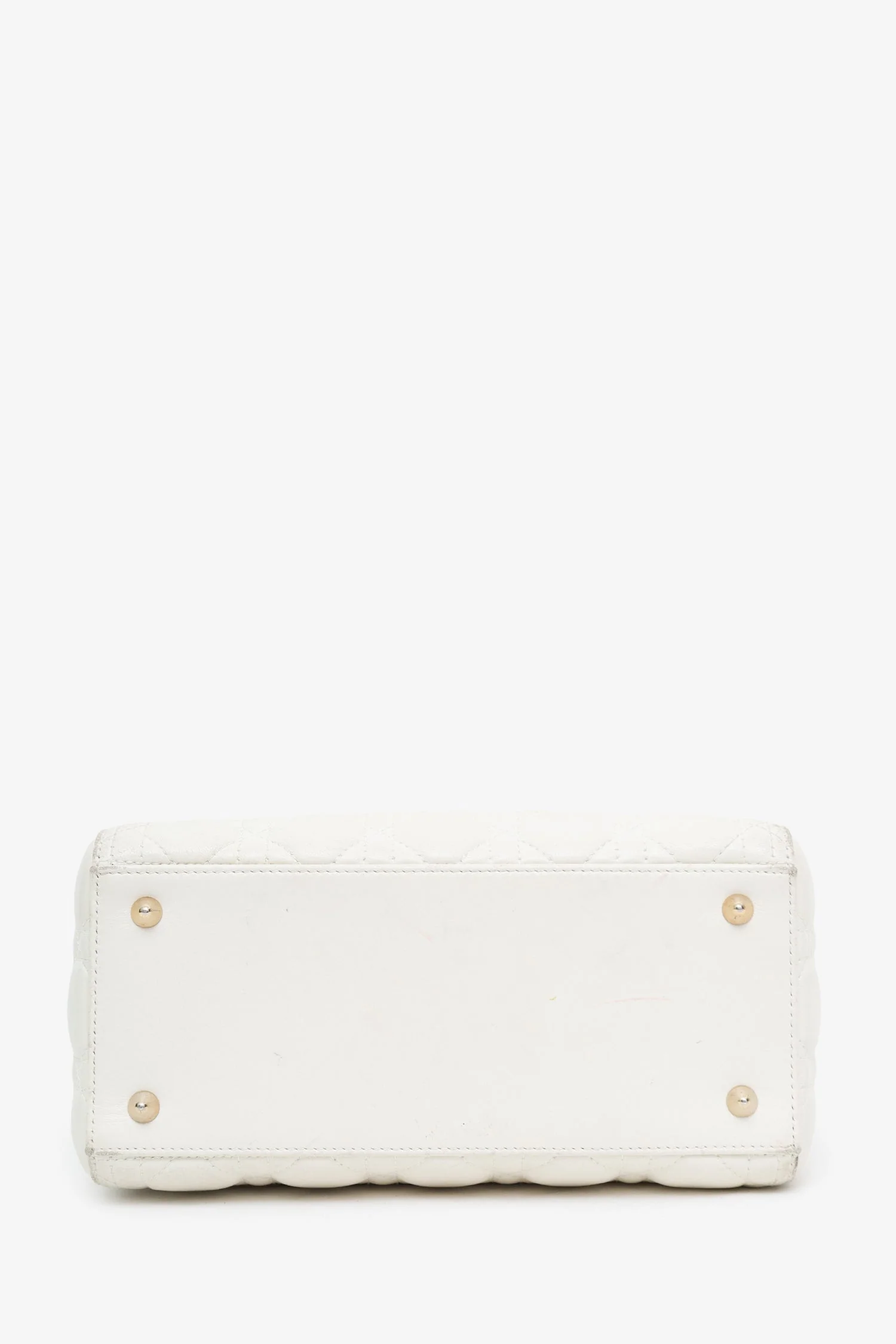 Christian Dior 2019 White Cannage Medium Lady Dior Top Handle - Image 5