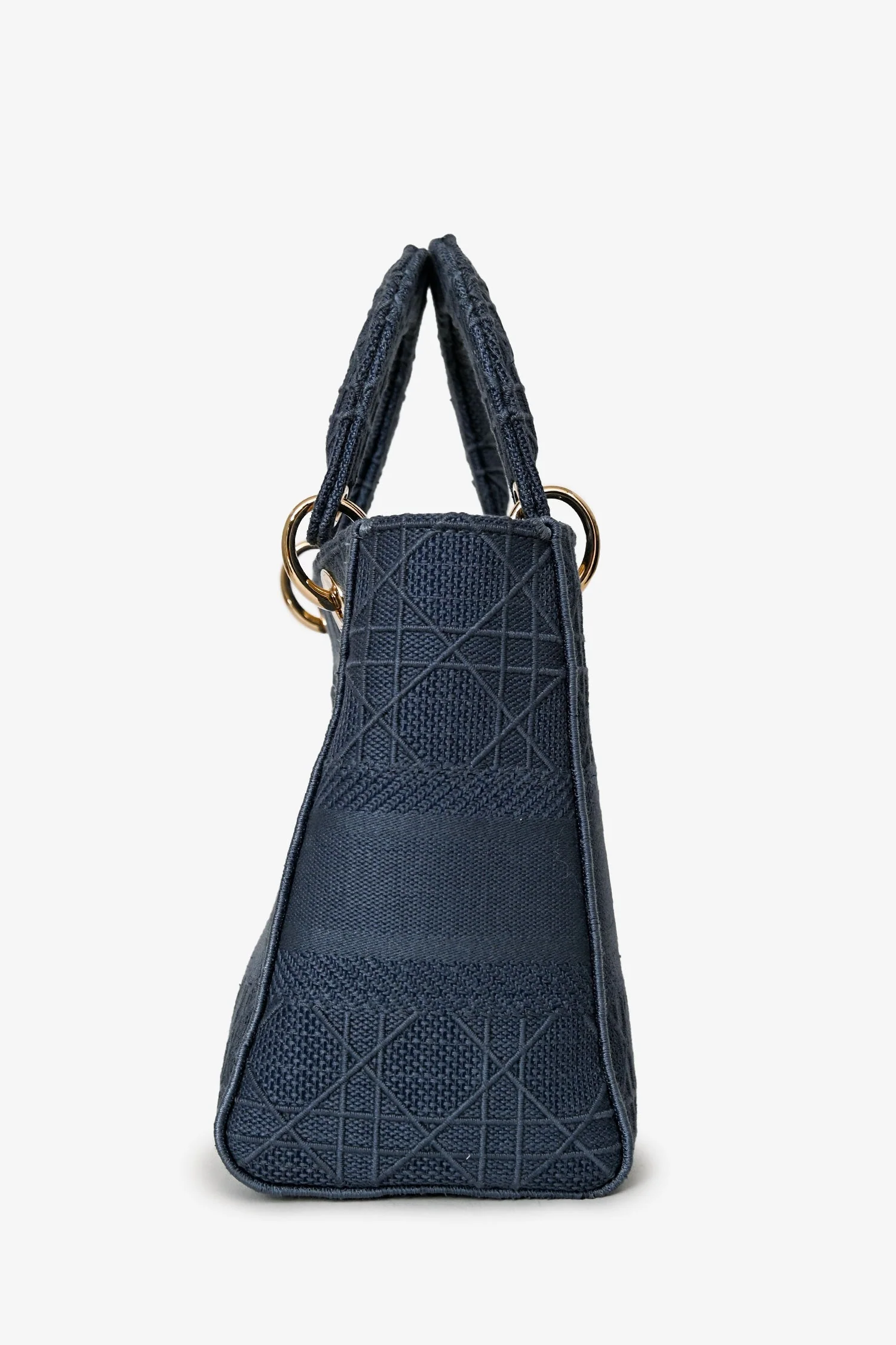 Christian Dior 2020 Blue Denim Lady D-Lite Top Handle With Strap - Image 3
