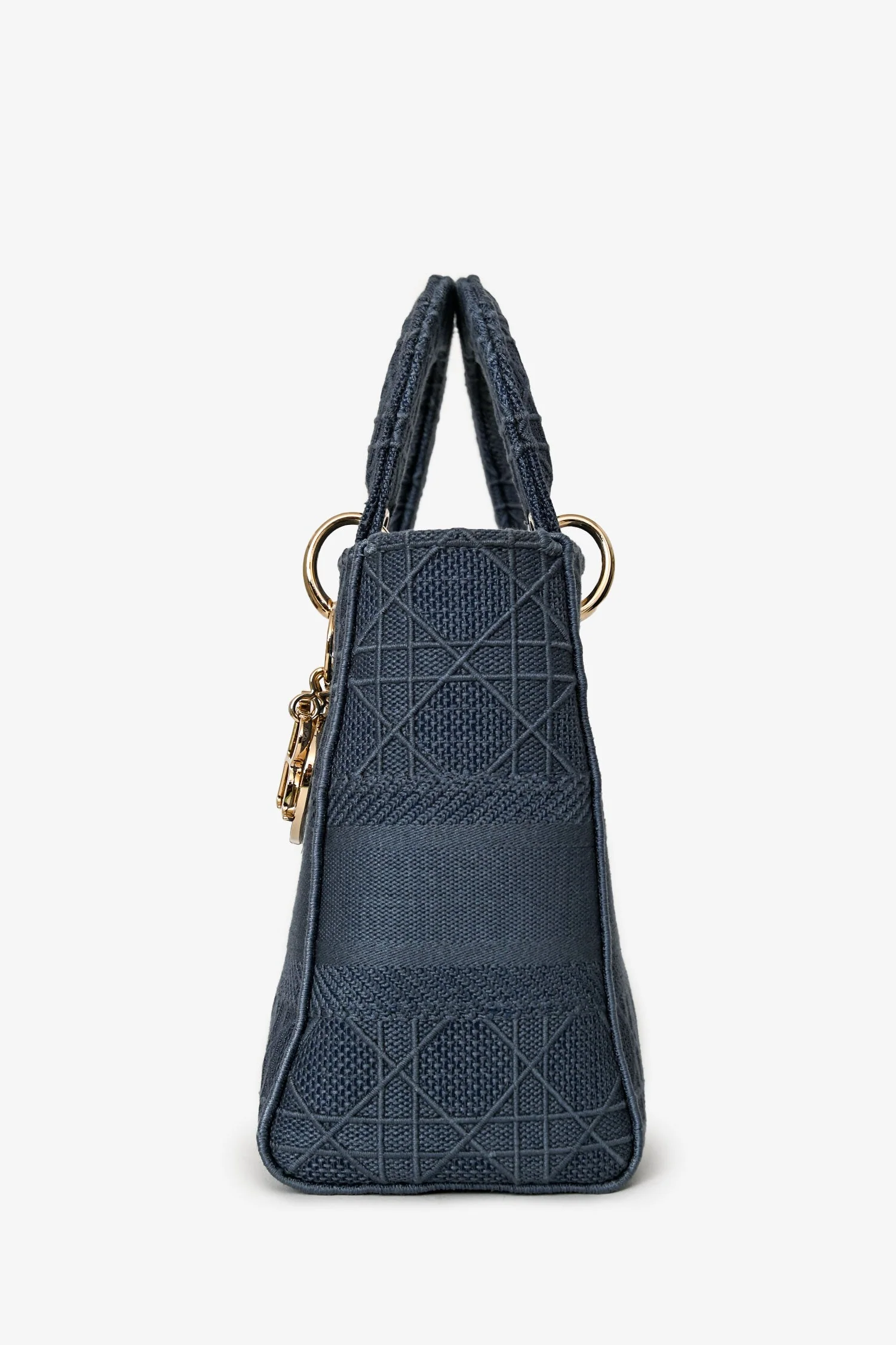 Christian Dior 2020 Blue Denim Lady D-Lite Top Handle With Strap - Image 4