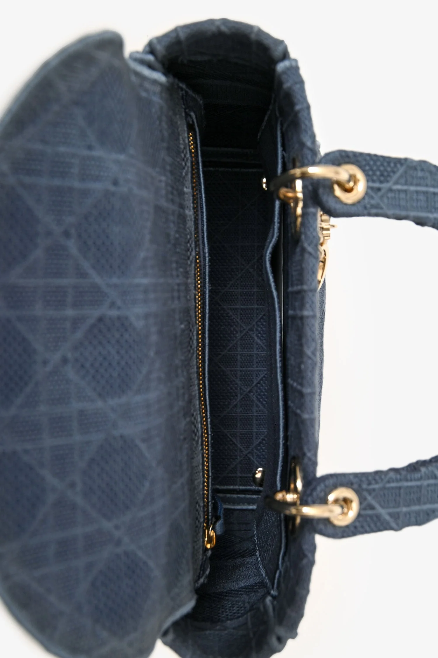 Christian Dior 2020 Blue Denim Lady D-Lite Top Handle With Strap - Image 6