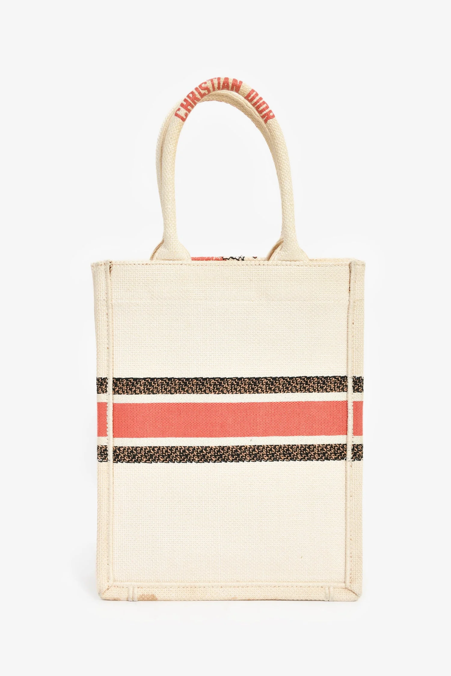 Christian Dior 2020 Cream 'Fleurs Bibliques' Canvas Vertical Mini Book Tote - Image 2