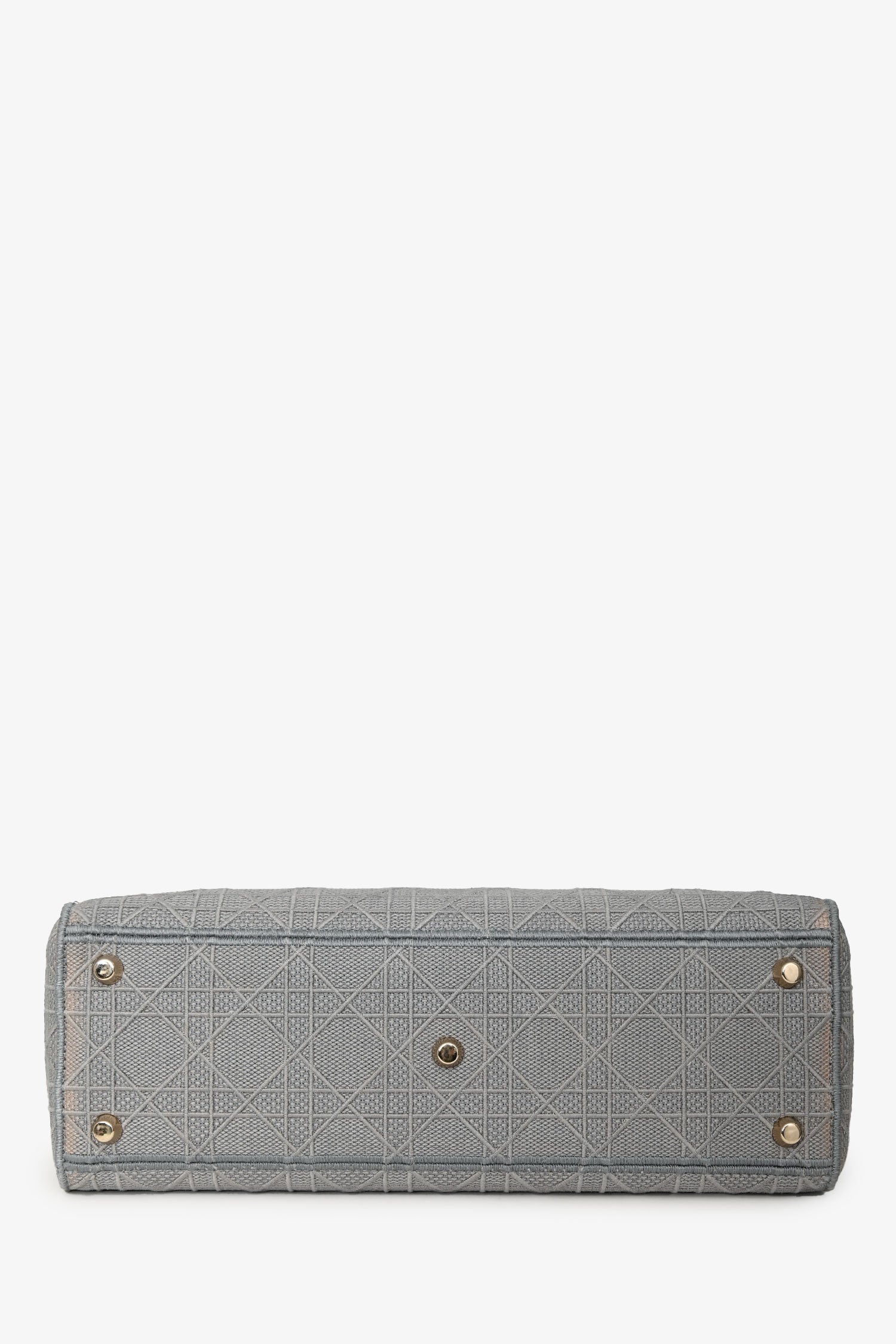 Christian Dior 2020 Grey Cannage Embroidered Canvas Large Lady D-Lite With Strap - Image 5