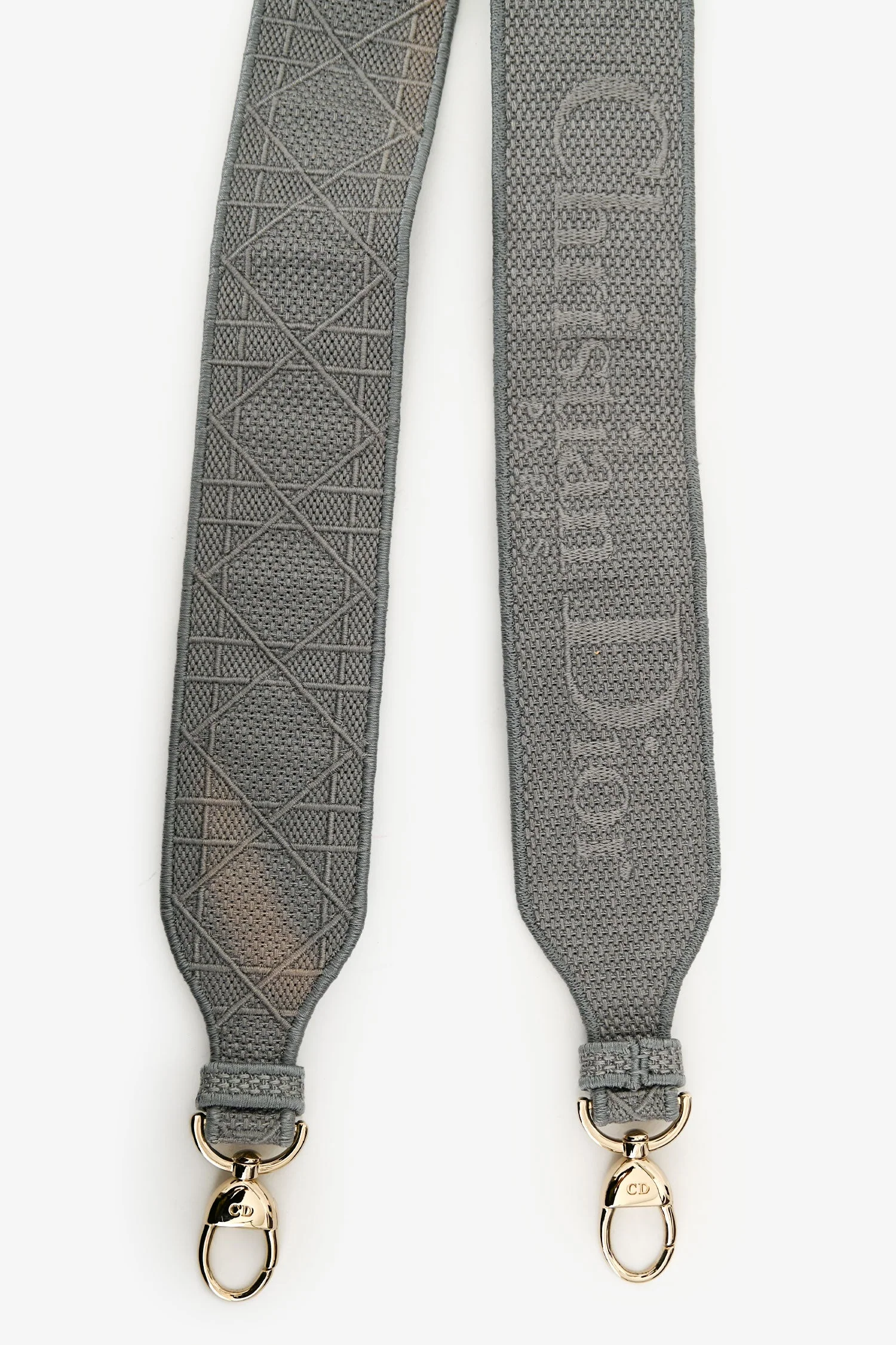 Christian Dior 2020 Grey Cannage Embroidered Canvas Large Lady D-Lite With Strap - Image 7